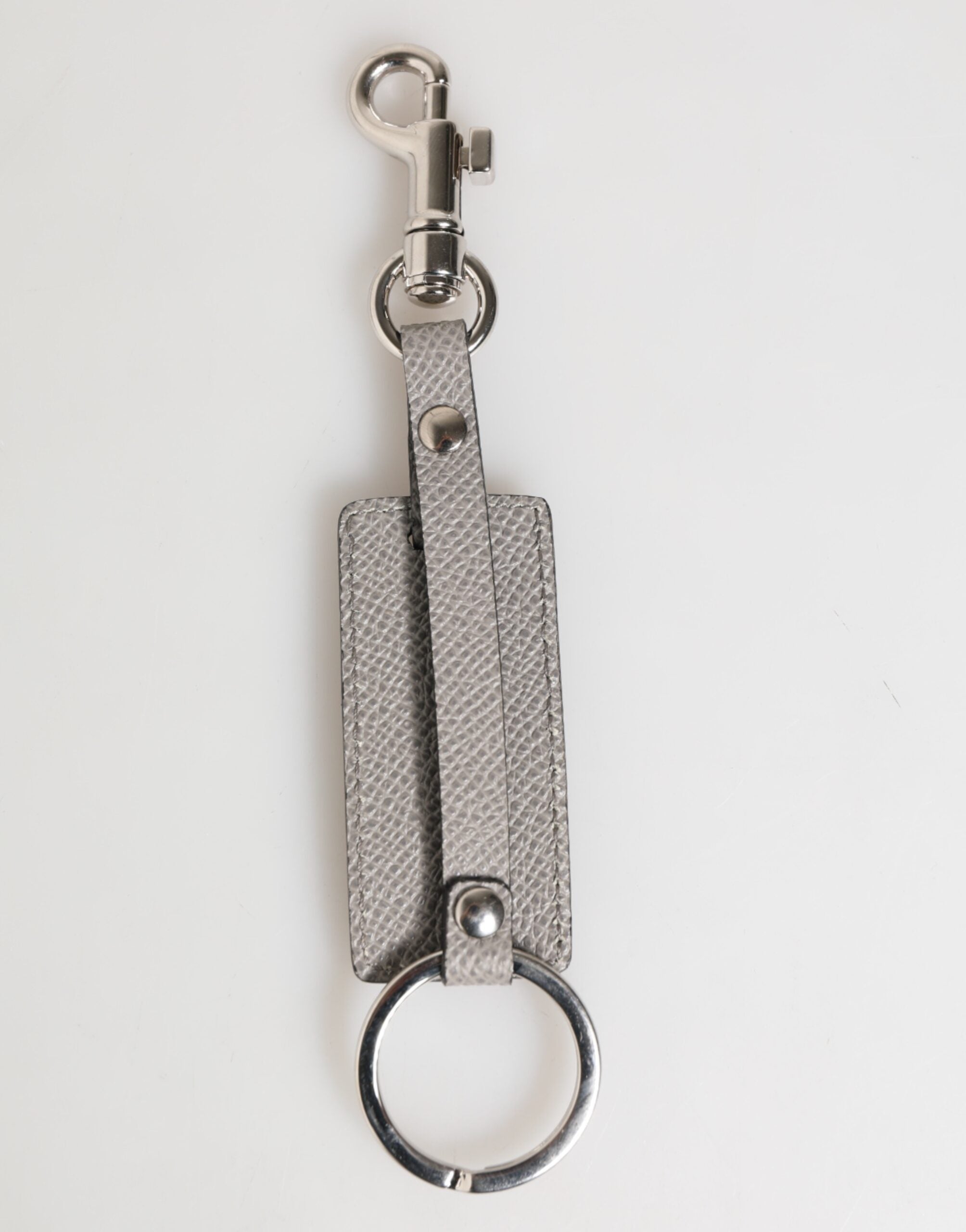 Gray Leather Logo Metal Ring Keychain Holder Men Keyring - ventzia