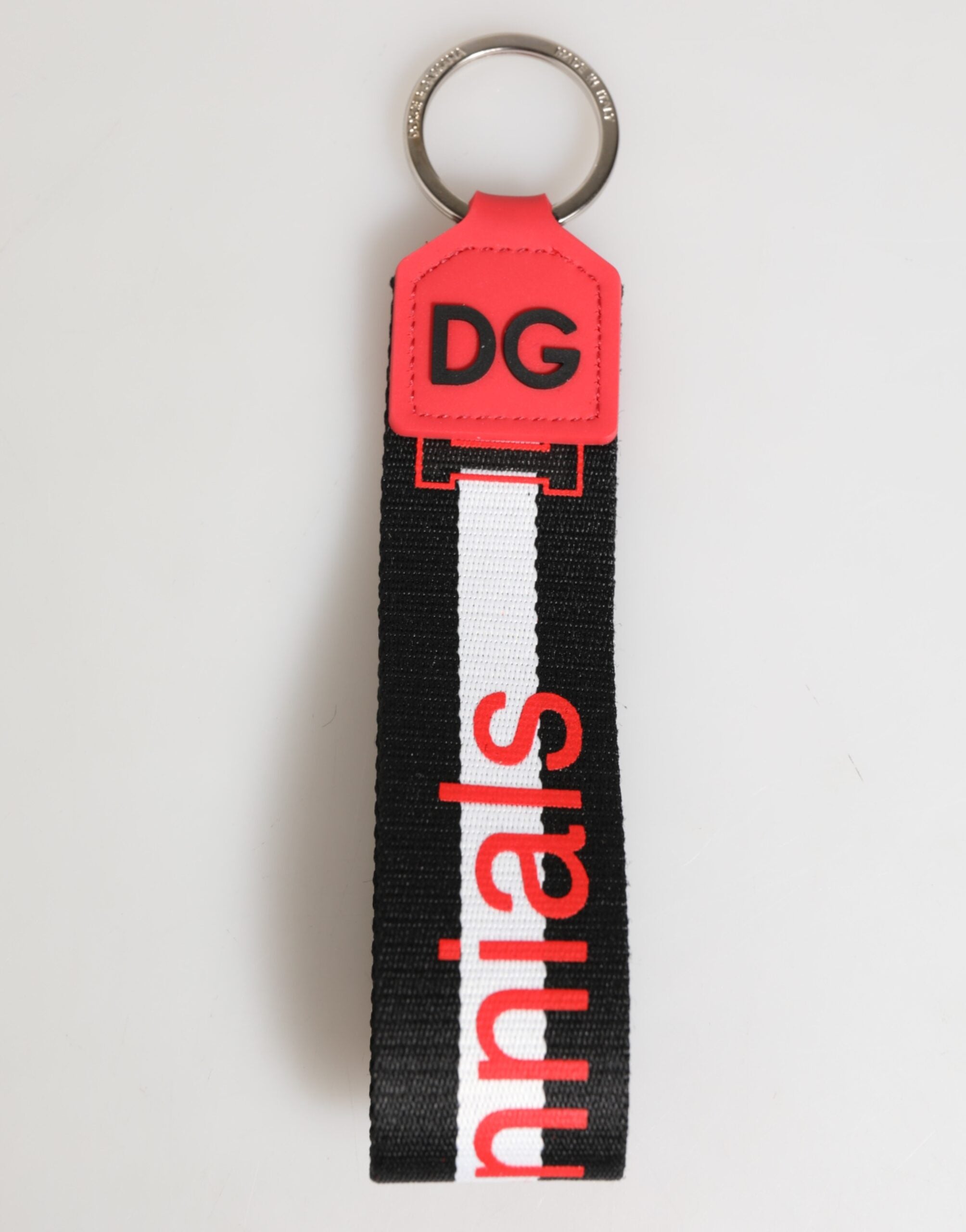 Red White DG Logo Polyester Brass Holder Keychain Keyring - ventzia