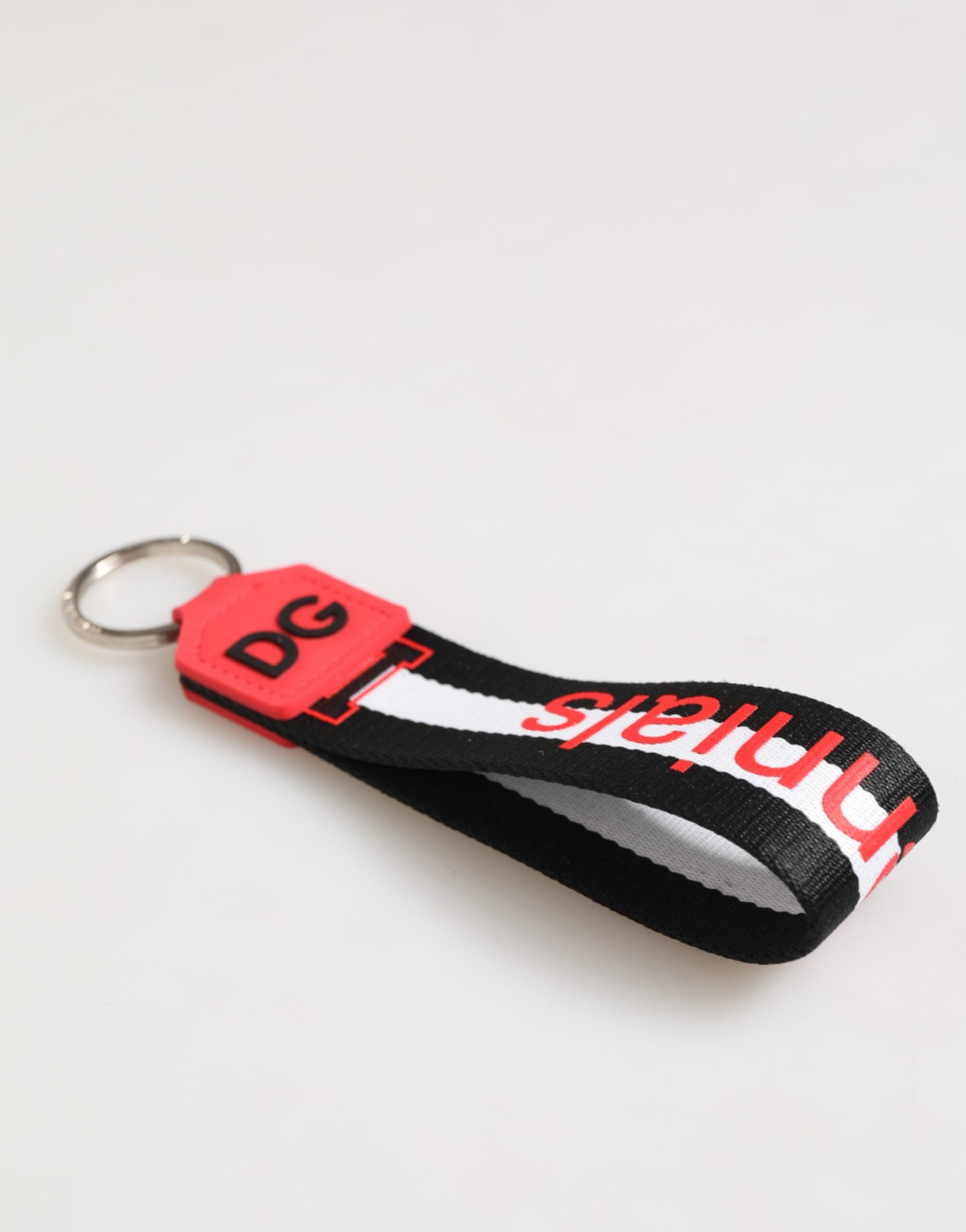 Red White DG Logo Polyester Brass Holder Keychain Keyring - ventzia