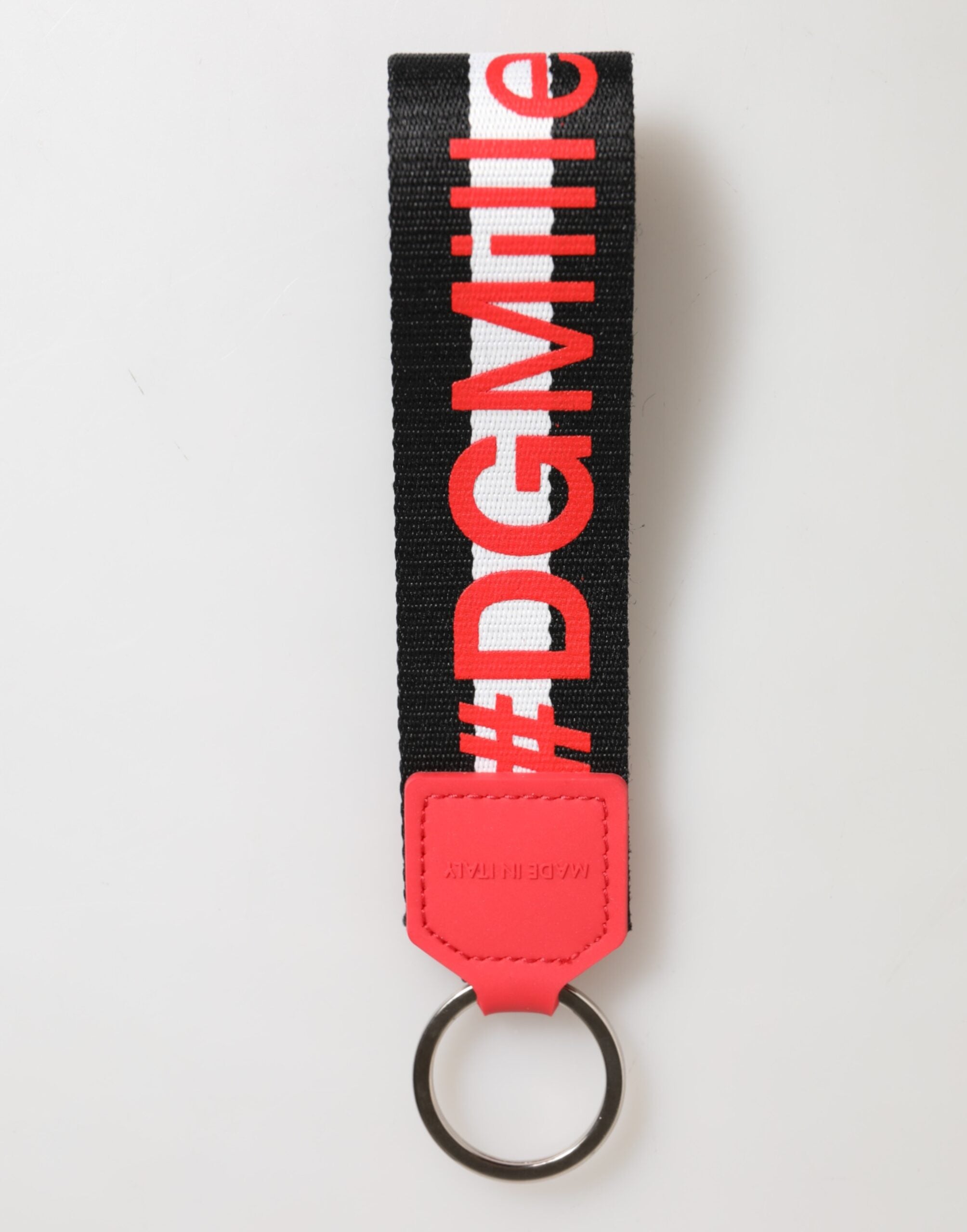 Red White DG Logo Polyester Brass Holder Keychain Keyring - ventzia