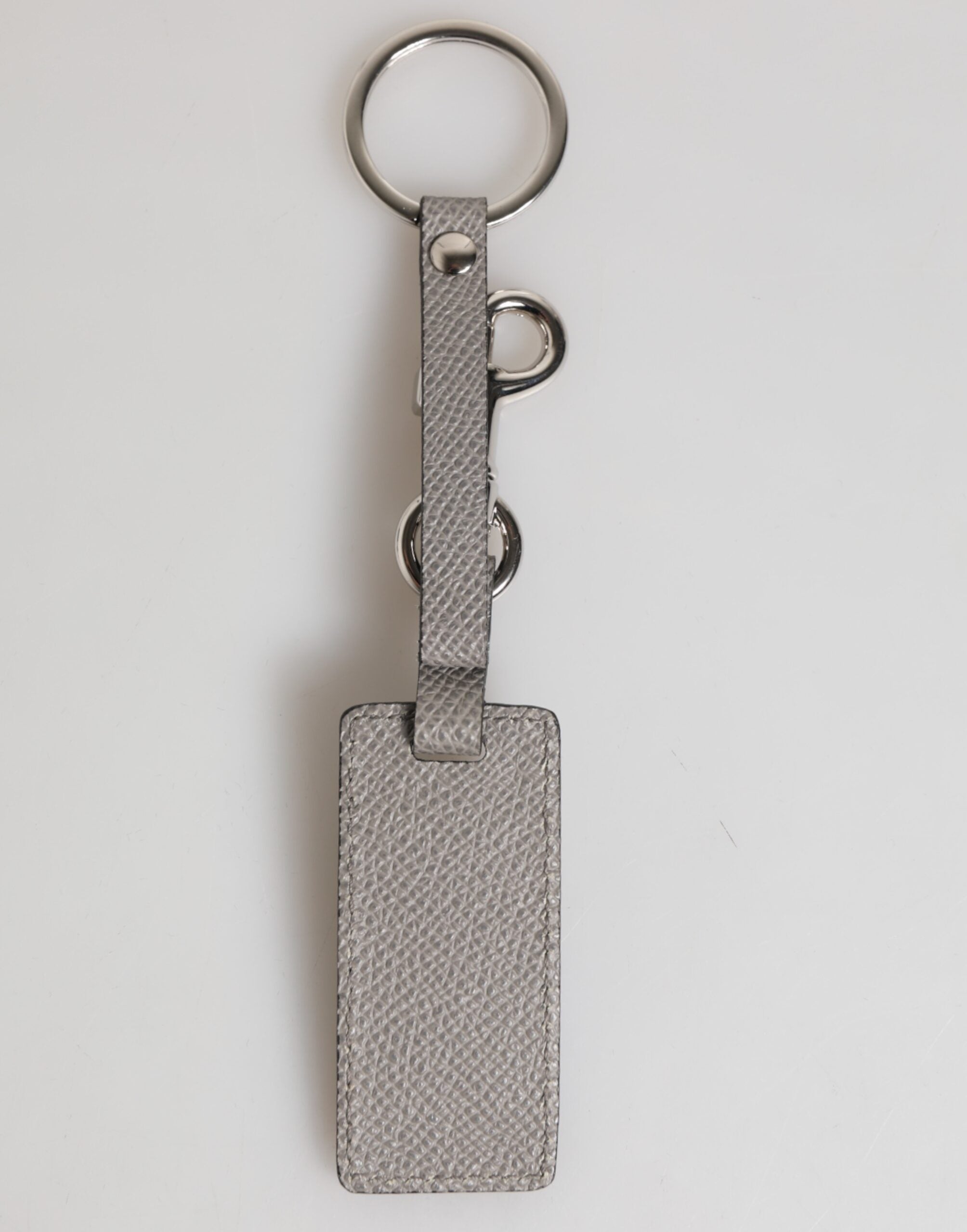 Gray Leather Logo Metal Ring Keychain Holder Men Keyring - ventzia