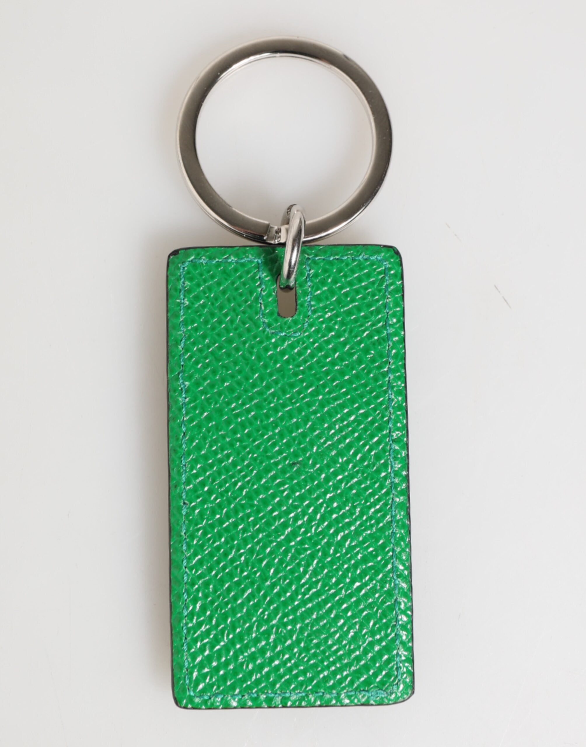 Green Leather Logo Metal Ring Keychain Holder Men Keyring - ventzia