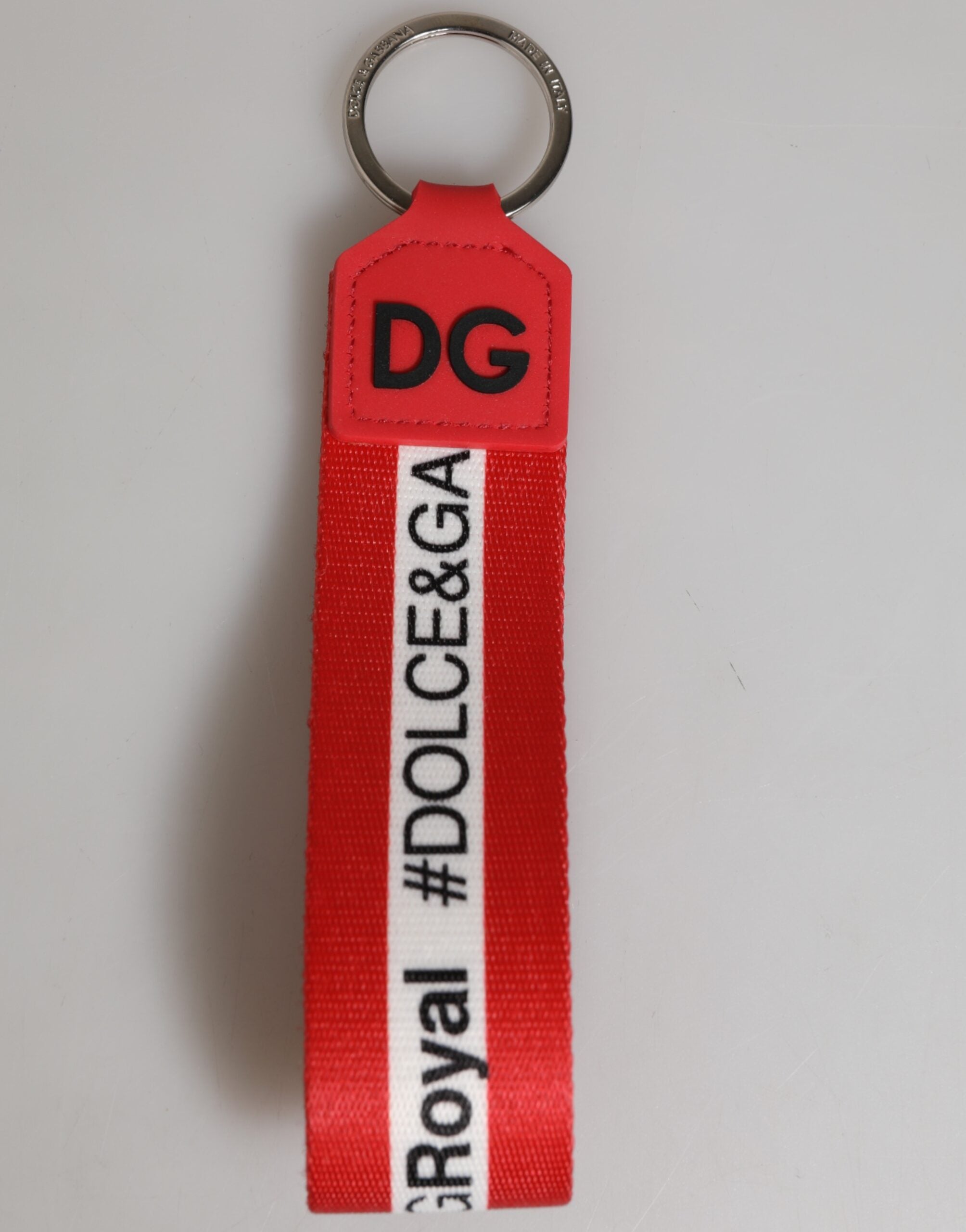 Red Logo Polyester Silver Brass Holder Keychain Men Keyring - ventzia