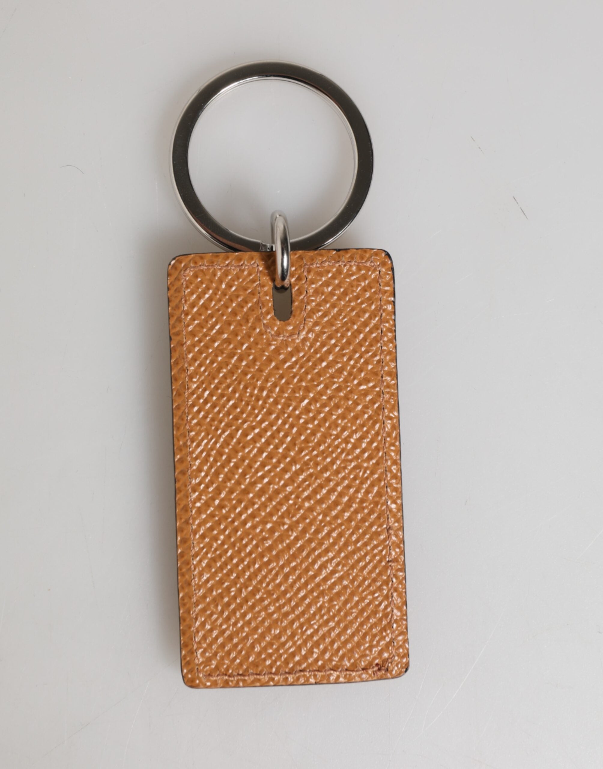 Brown Leather Logo Metal Ring Keychain Holder Men Keyring - ventzia