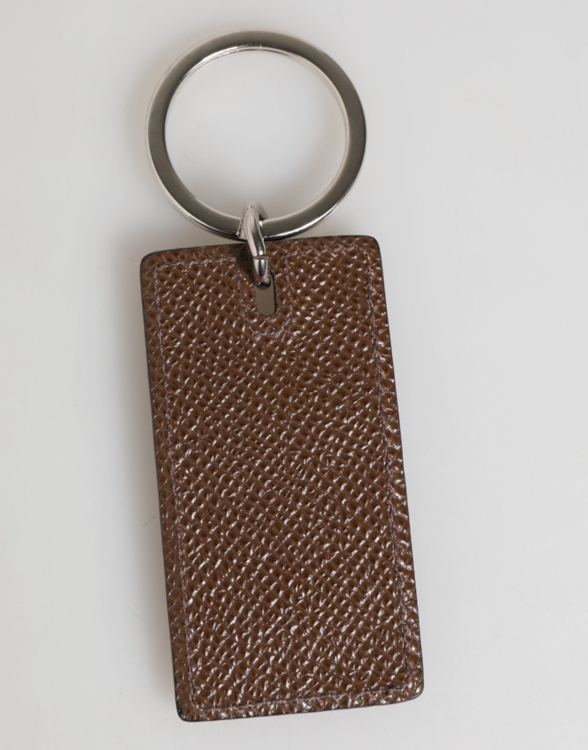 Dark Brown Leather Logo Metal Ring Keychain Holder Keyring - ventzia