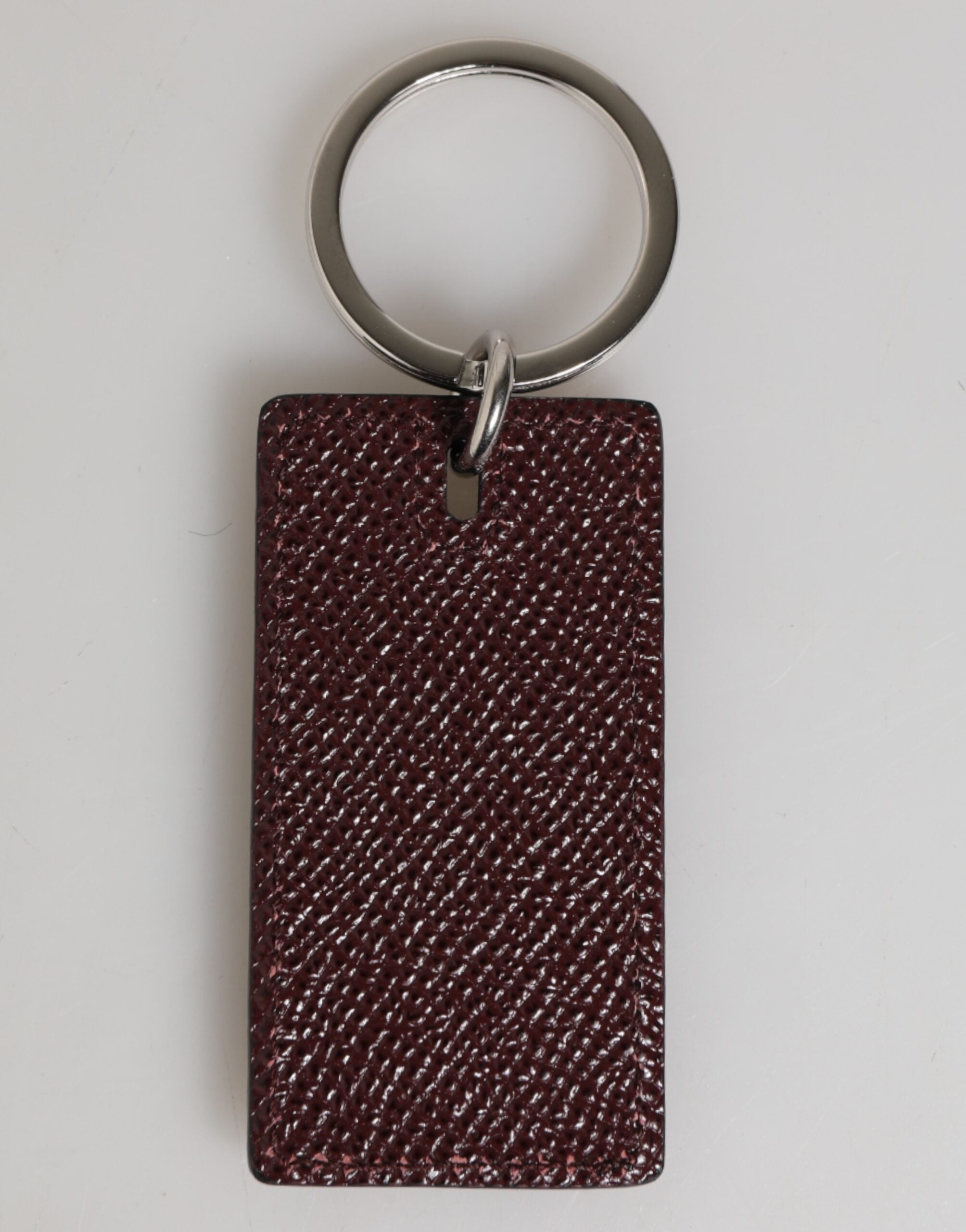 Dark Brown Leather Logo Metal Ring Men Keychain Keyring - ventzia