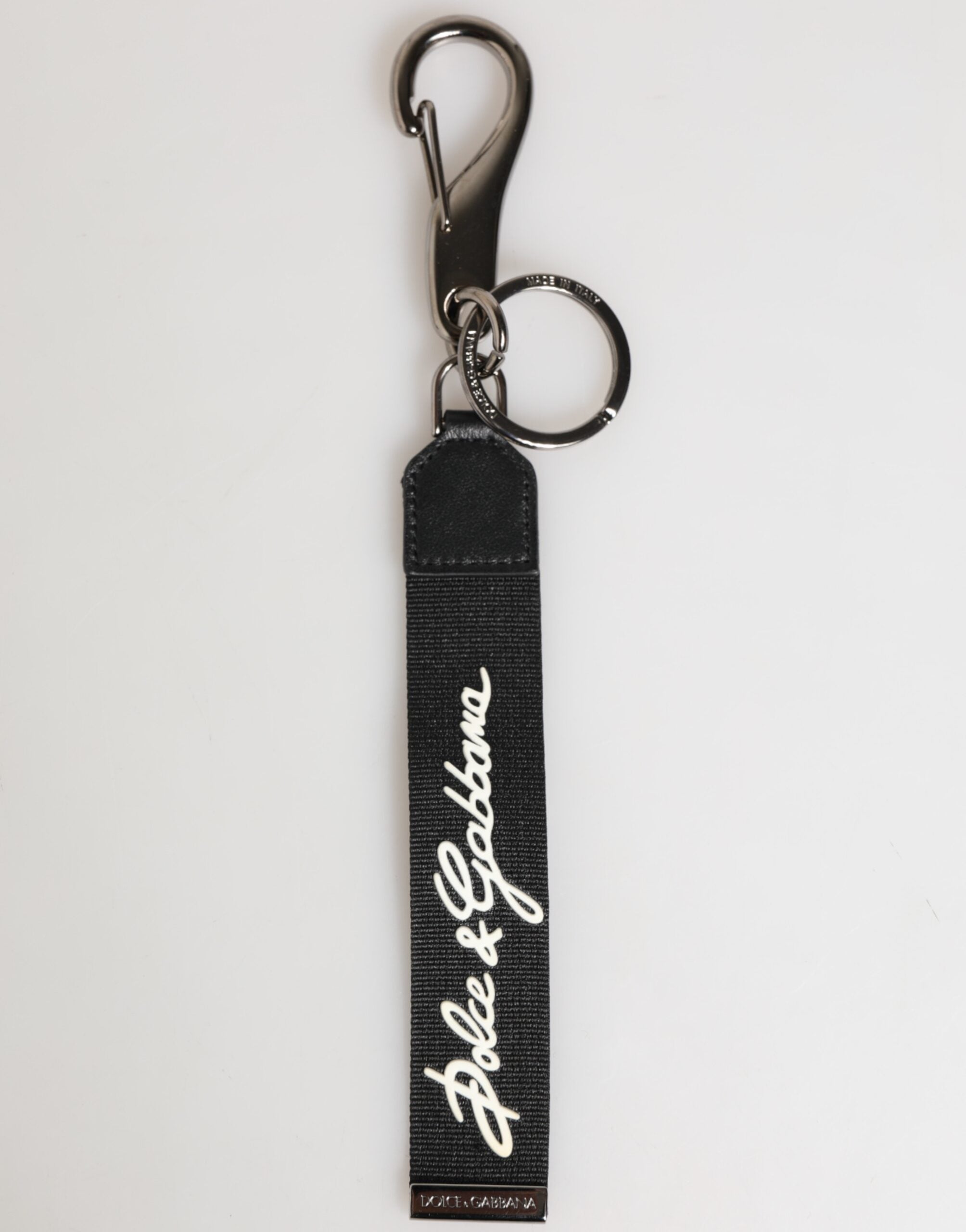 Black White Polyester DG Logo Silver Men Keychain Keyring - ventzia