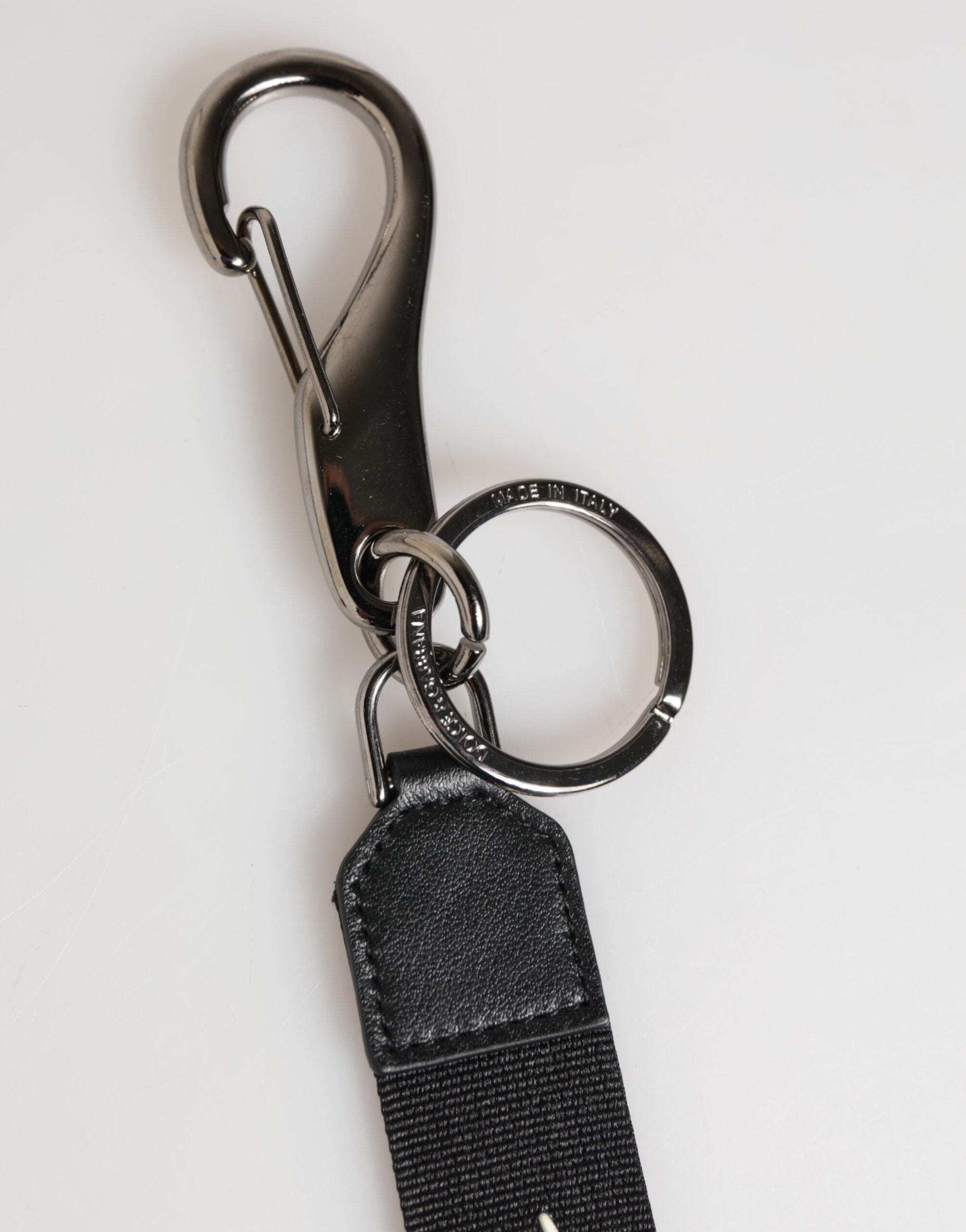 Black White Polyester DG Logo Silver Men Keychain Keyring - ventzia