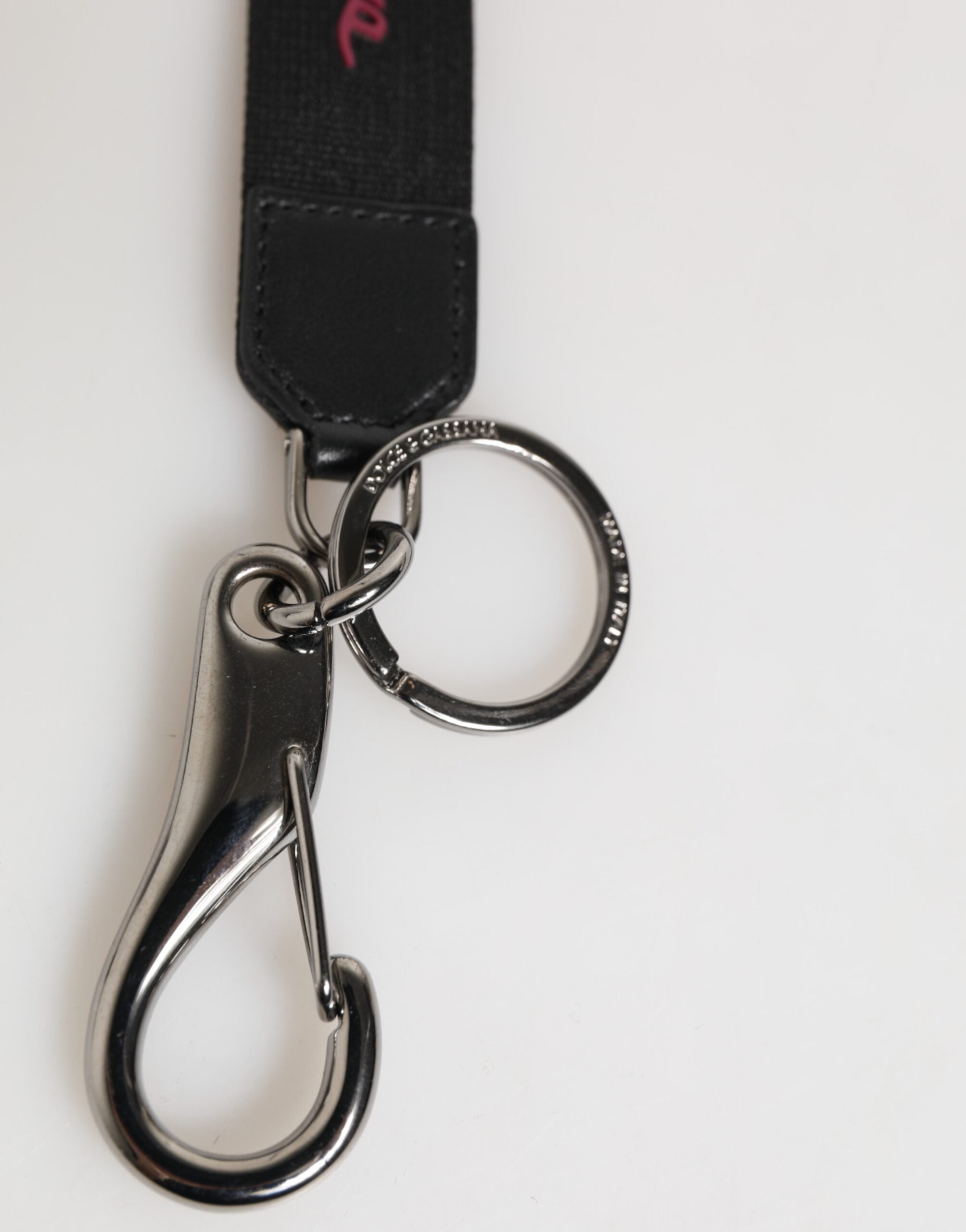 Black Red Polyester DG Logo Silver Men Keychain Keyring - ventzia
