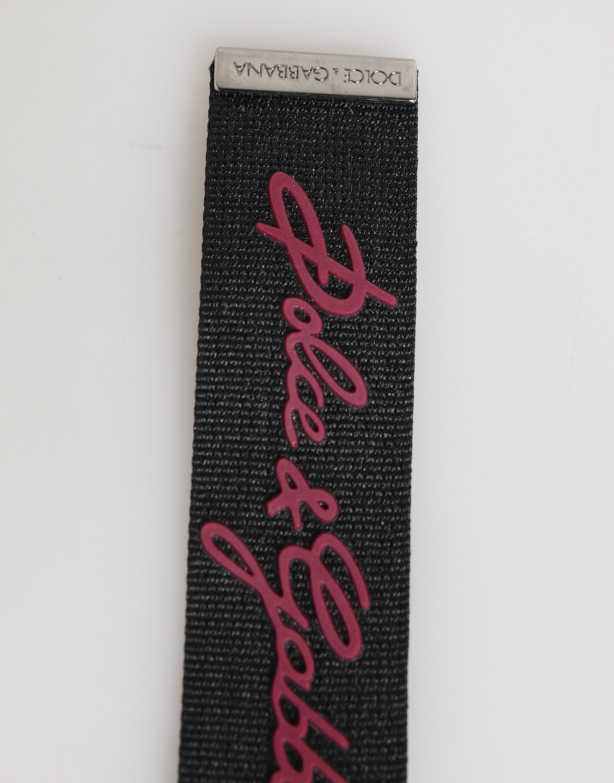 Black Red Polyester DG Logo Silver Men Keychain Keyring - ventzia