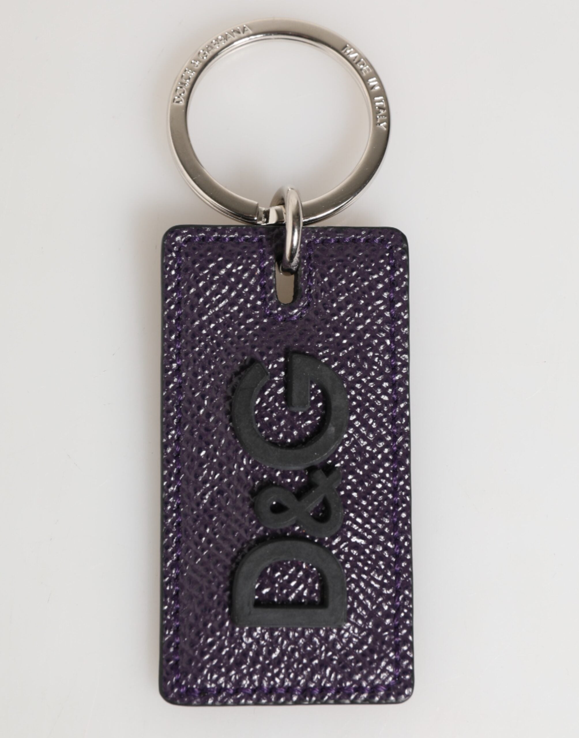 Violet Leather Logo Metal Ring Men Keychain Keyring - ventzia