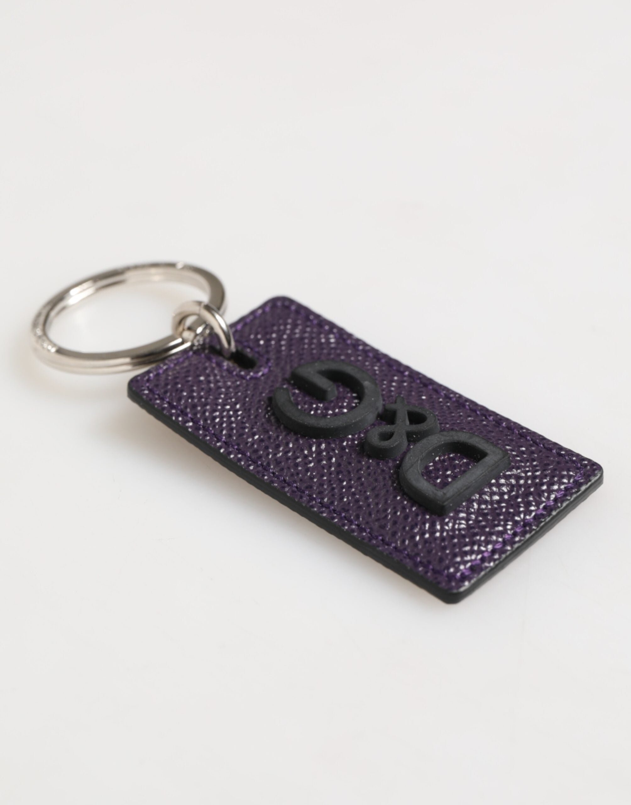 Violet Leather Logo Metal Ring Men Keychain Keyring - ventzia