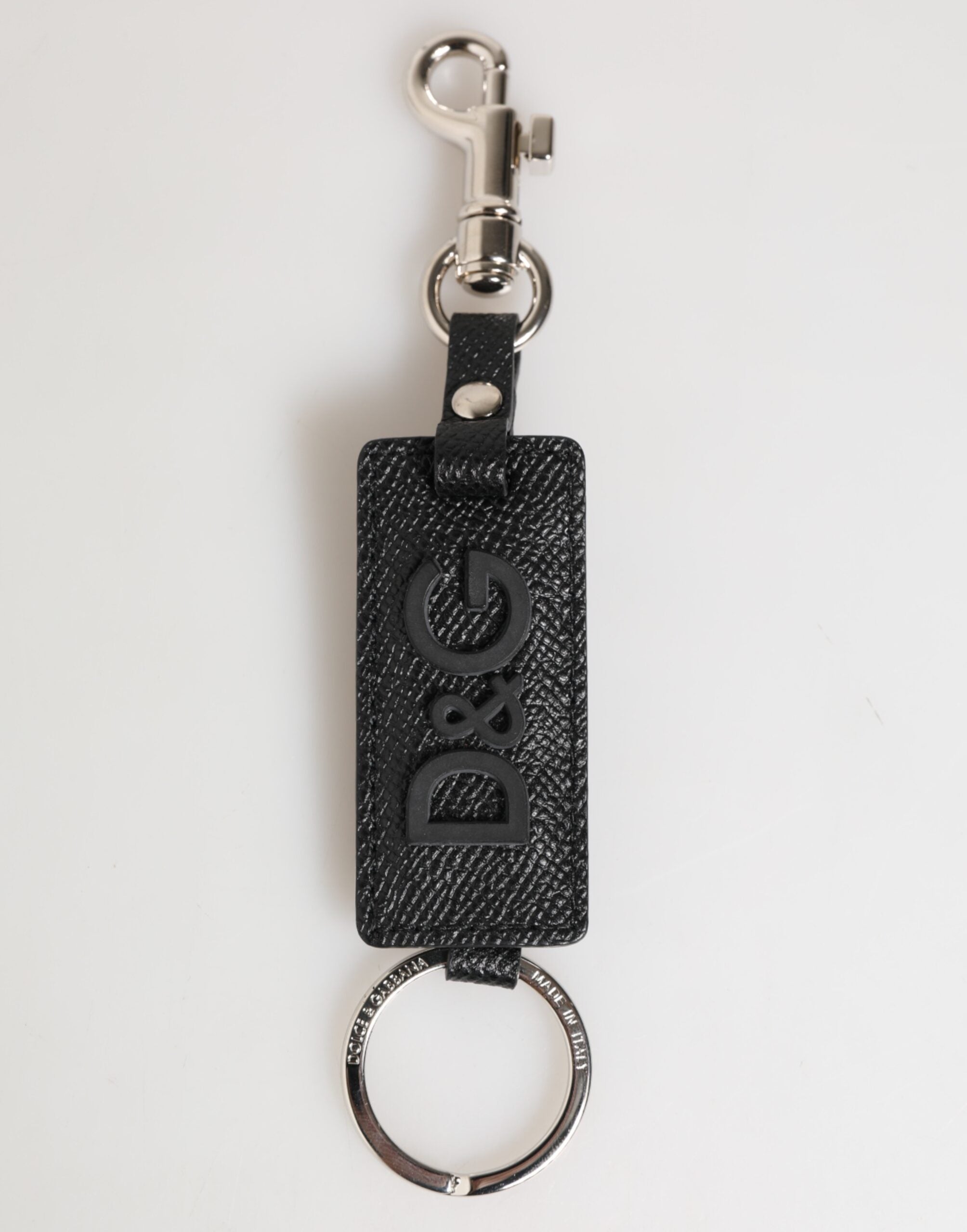 Black Leather Logo Metal Ring Keychain Holder Keyring - ventzia