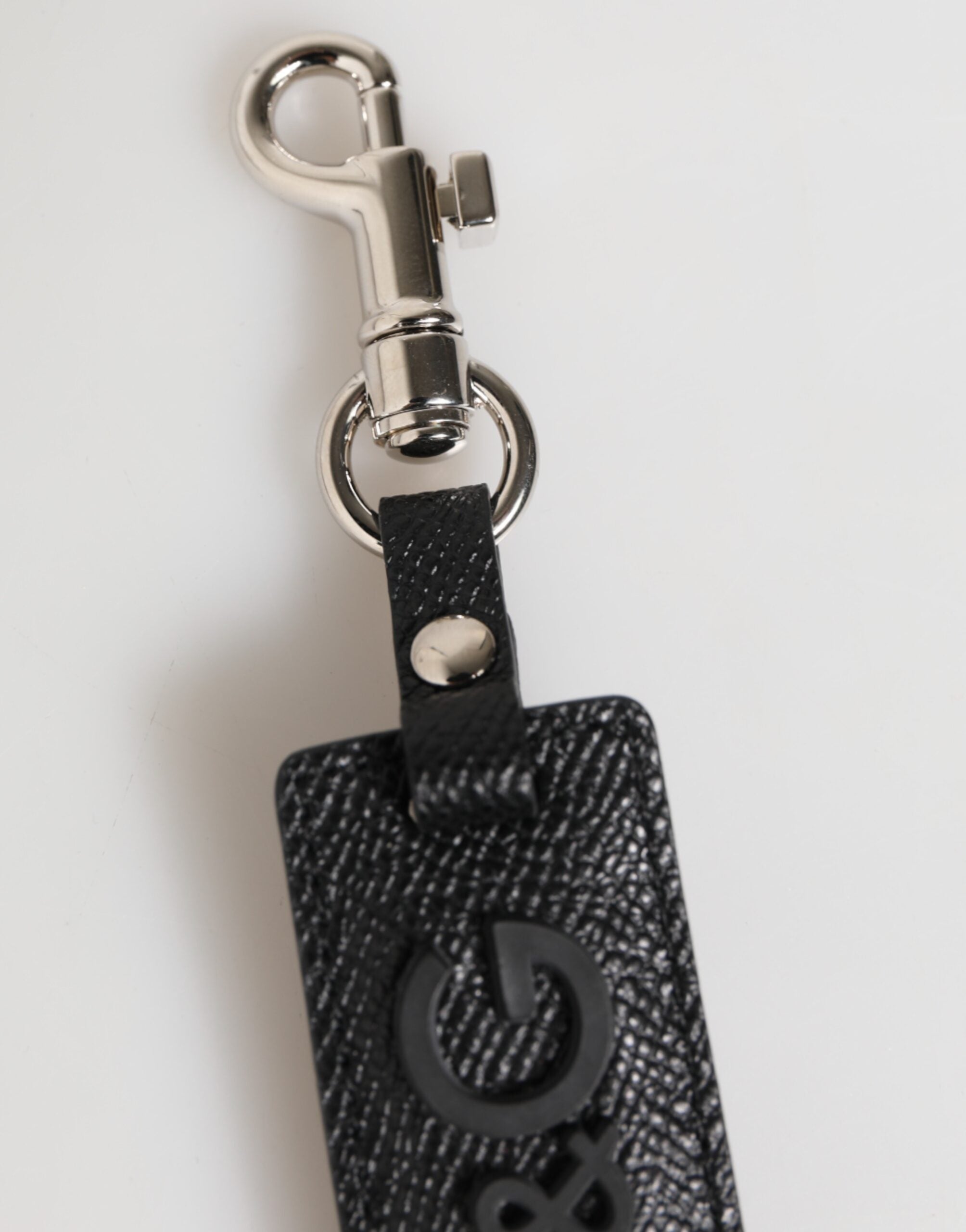 Black Leather Logo Metal Ring Keychain Holder Keyring - ventzia
