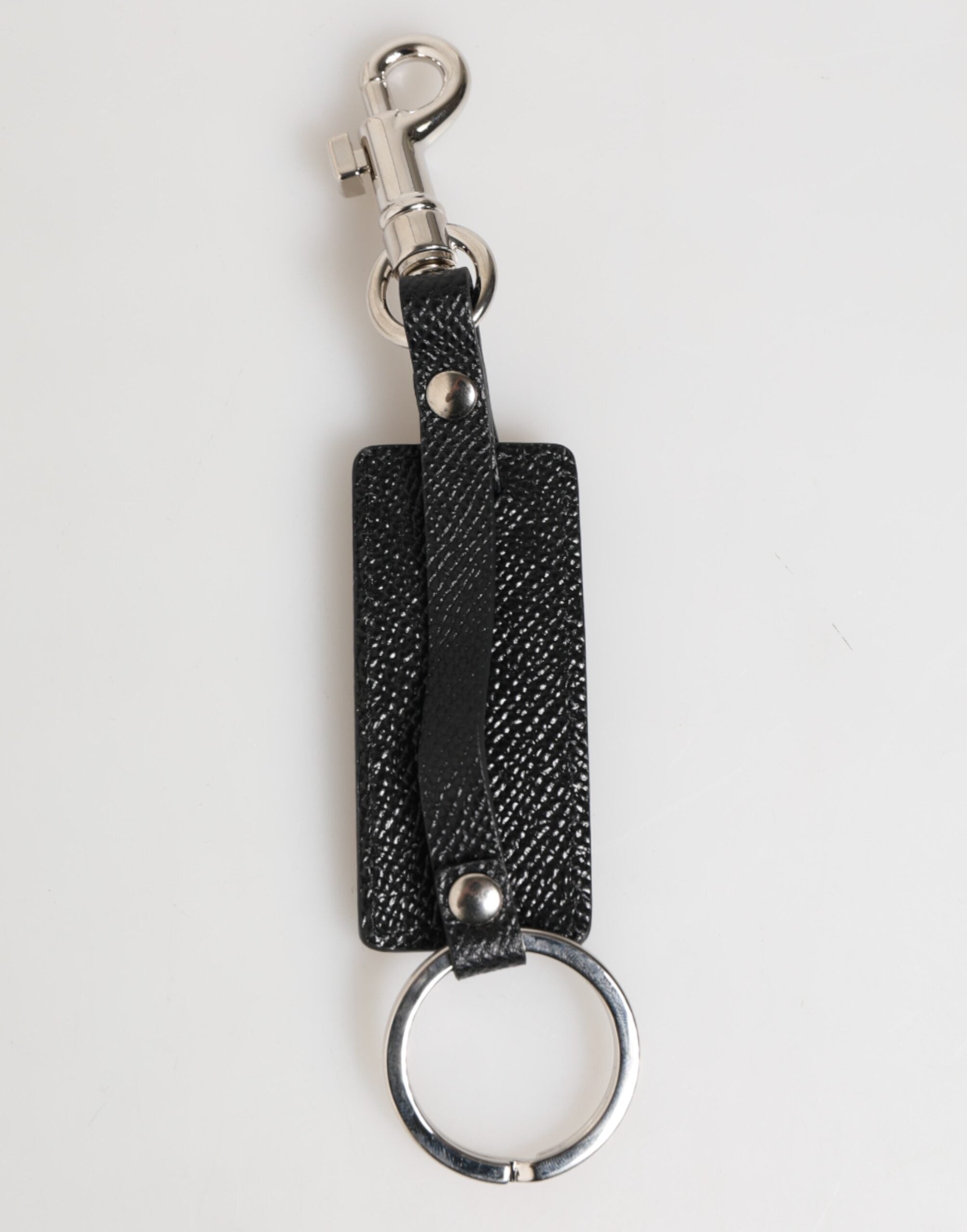 Black Leather Logo Metal Ring Keychain Holder Keyring - ventzia