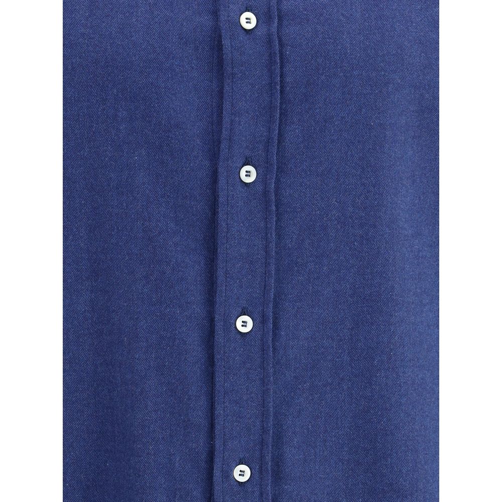 Blue Cotton Dress Shirt - ventzia