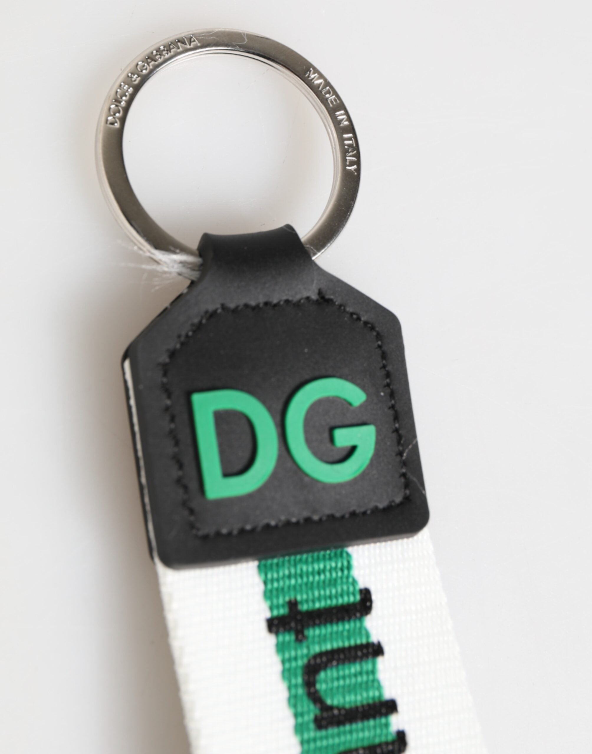 Green Logo Polyester Silver Brass Holder Keychain Keyring - ventzia