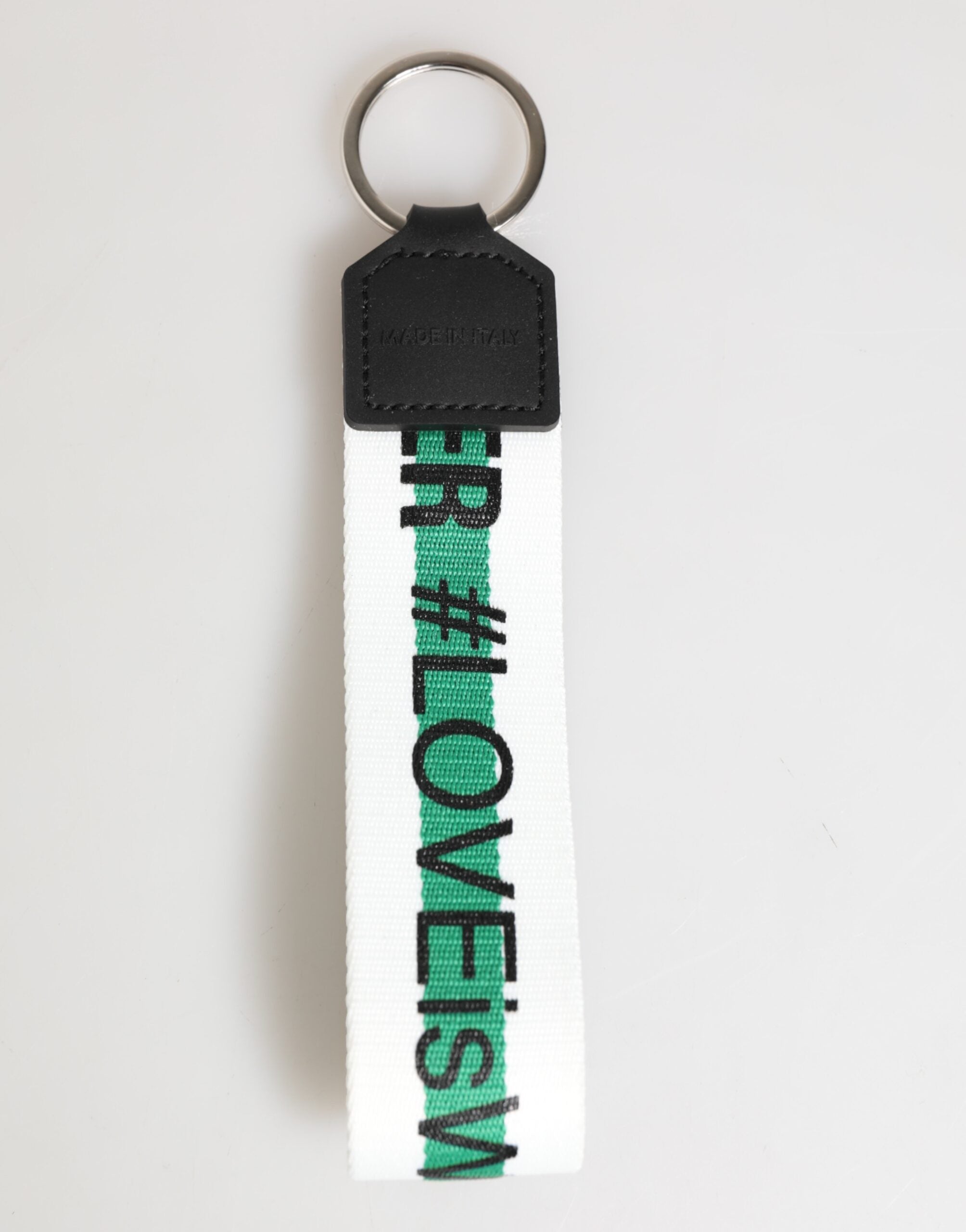 Green Logo Polyester Silver Brass Holder Keychain Keyring - ventzia