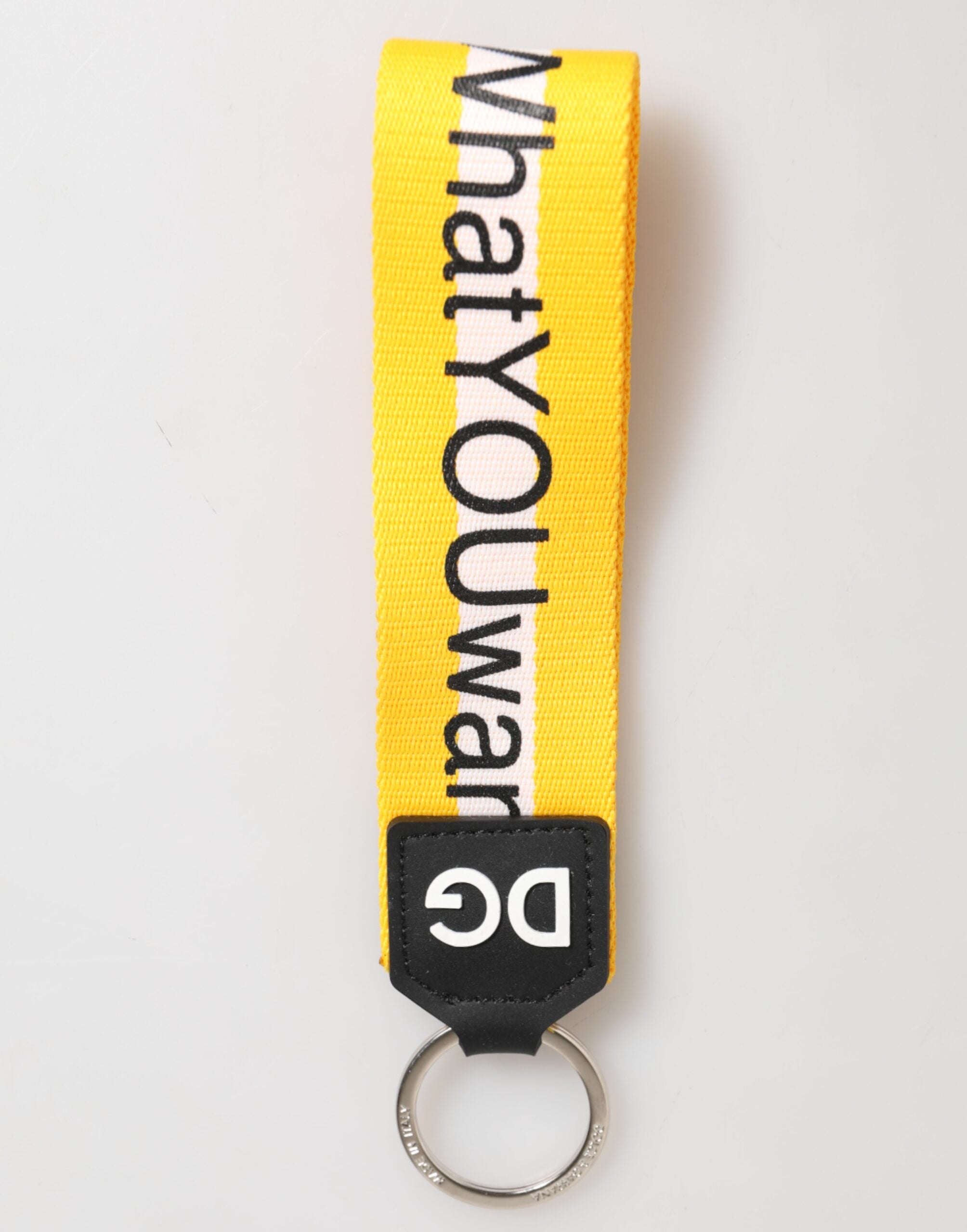 Yellow Logo Polyester Silver Brass Holder Keychain Keyring - ventzia