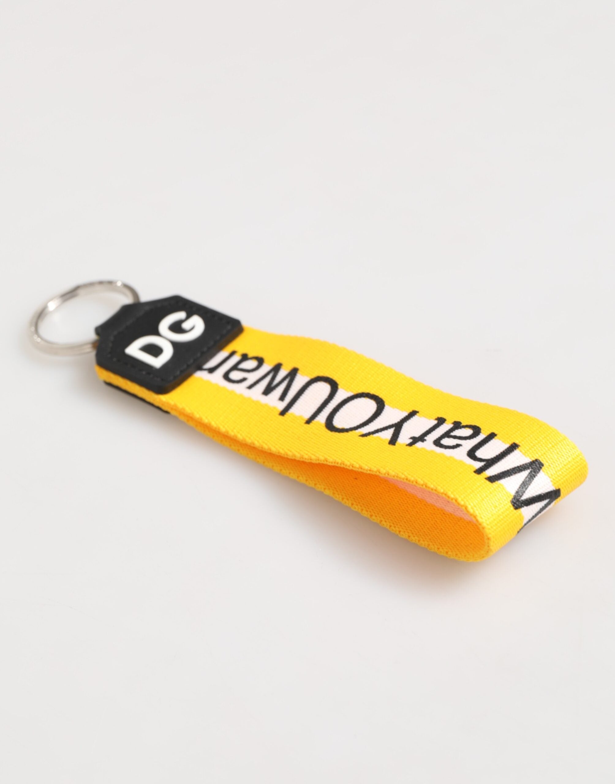 Yellow Logo Polyester Silver Brass Holder Keychain Keyring - ventzia