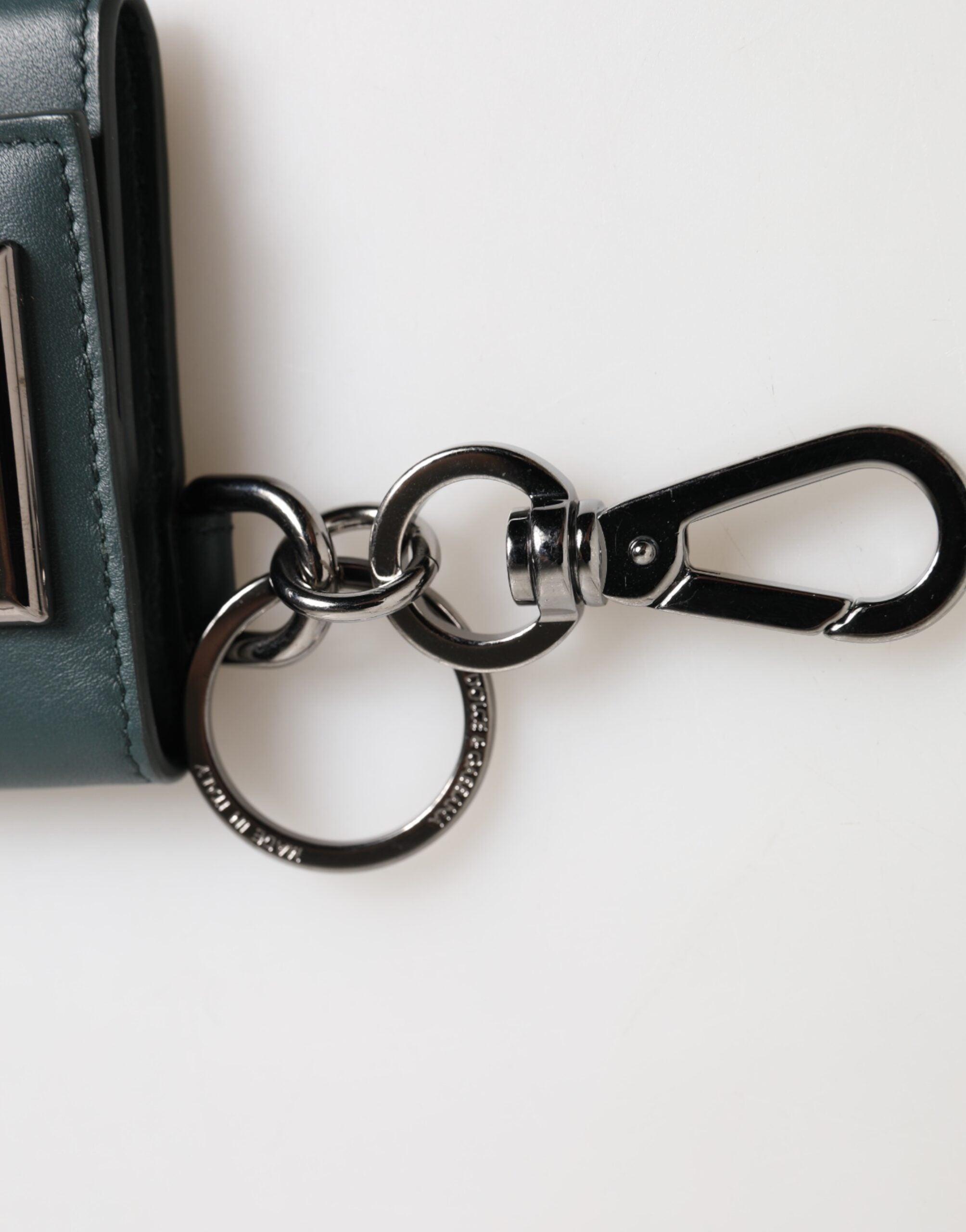 Dark Green Leather DG Logo Coin Purse Bag Charm Wallet - ventzia