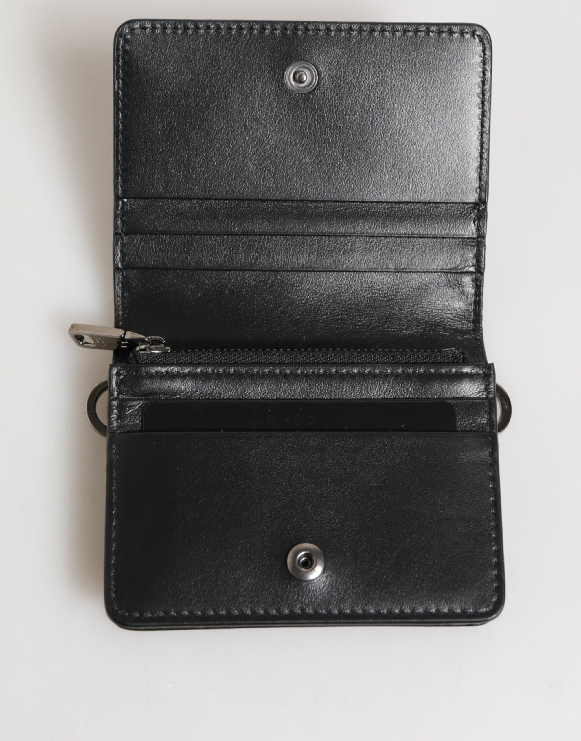 Black Leather DG Logo Bifold Card Holder Men Borse Wallet - ventzia