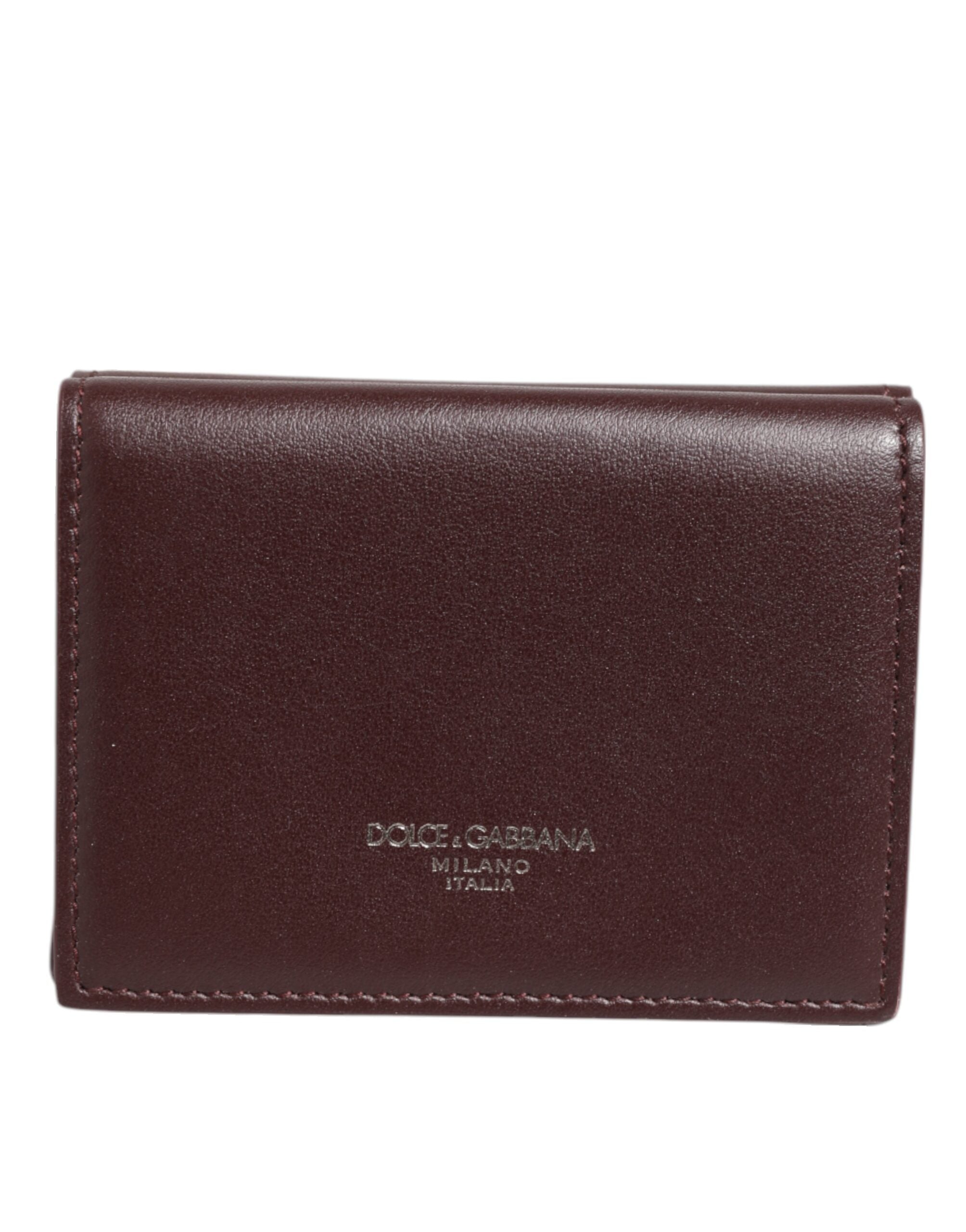 Leather Embossed Logo Trifold Men Card Holder Dark Brown - ventzia