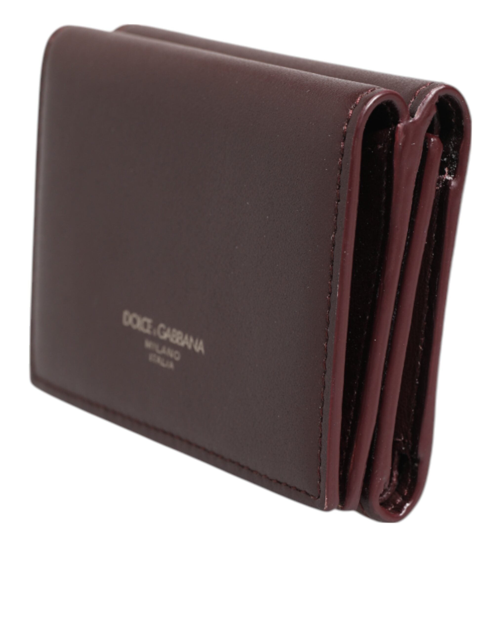 Leather Embossed Logo Trifold Men Card Holder Dark Brown - ventzia