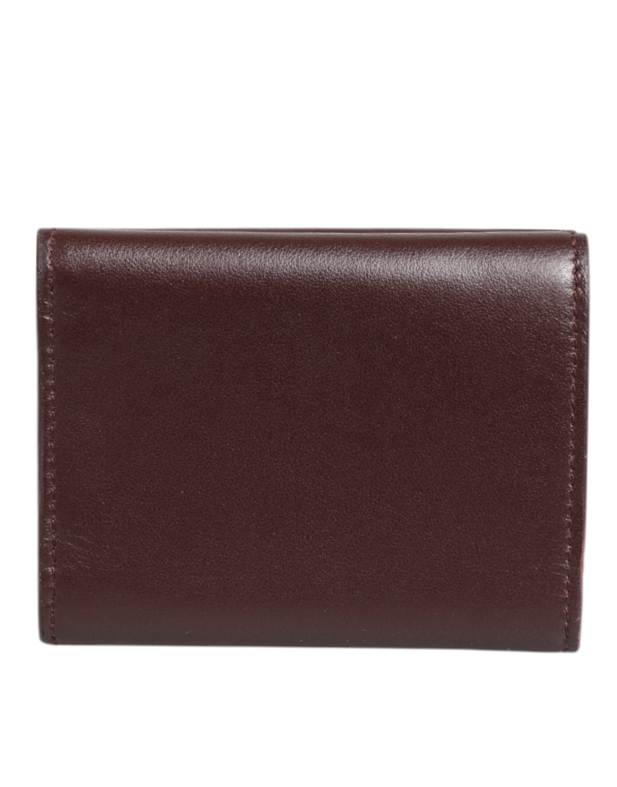 Leather Embossed Logo Trifold Men Card Holder Dark Brown - ventzia