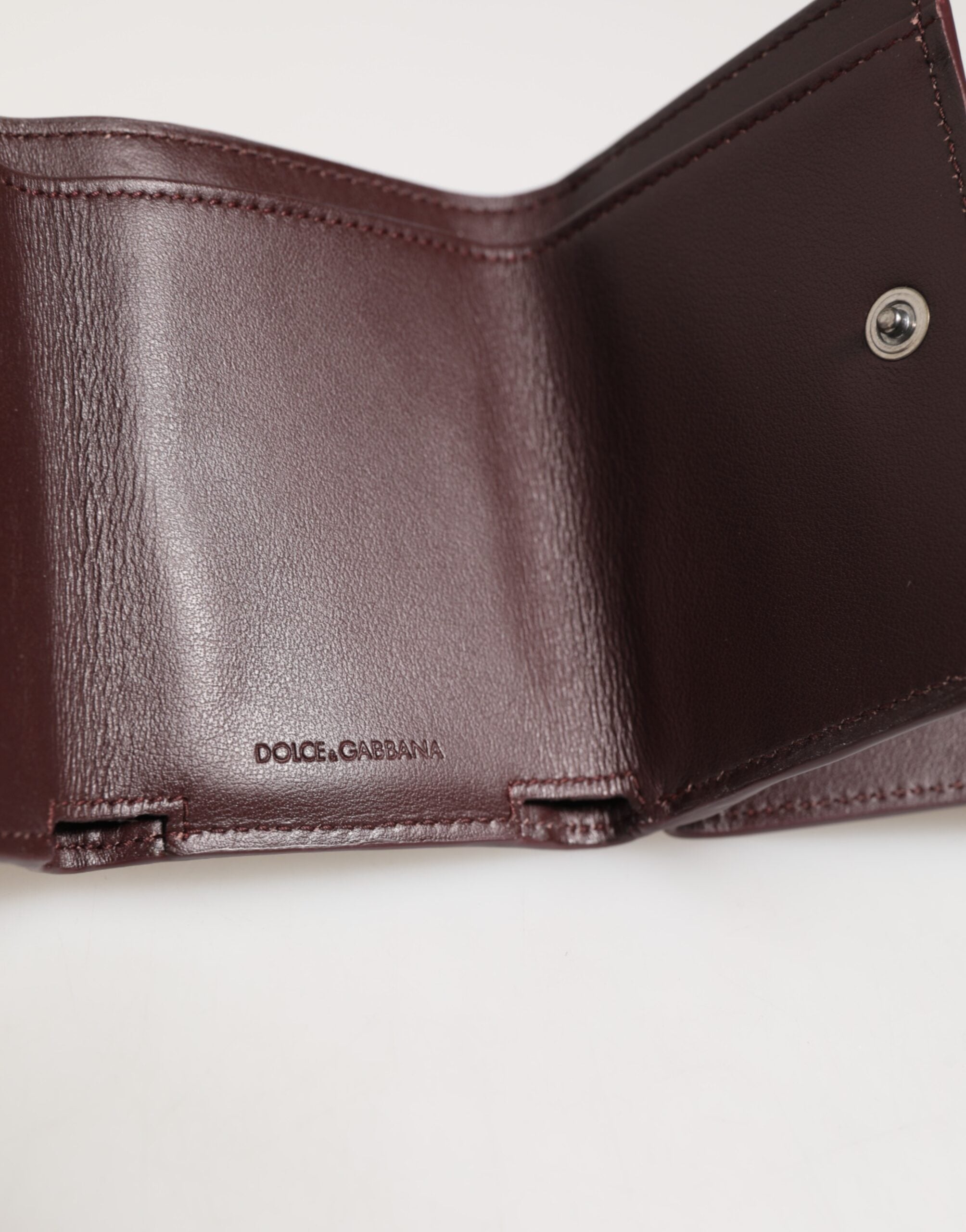 Leather Embossed Logo Trifold Men Card Holder Dark Brown - ventzia
