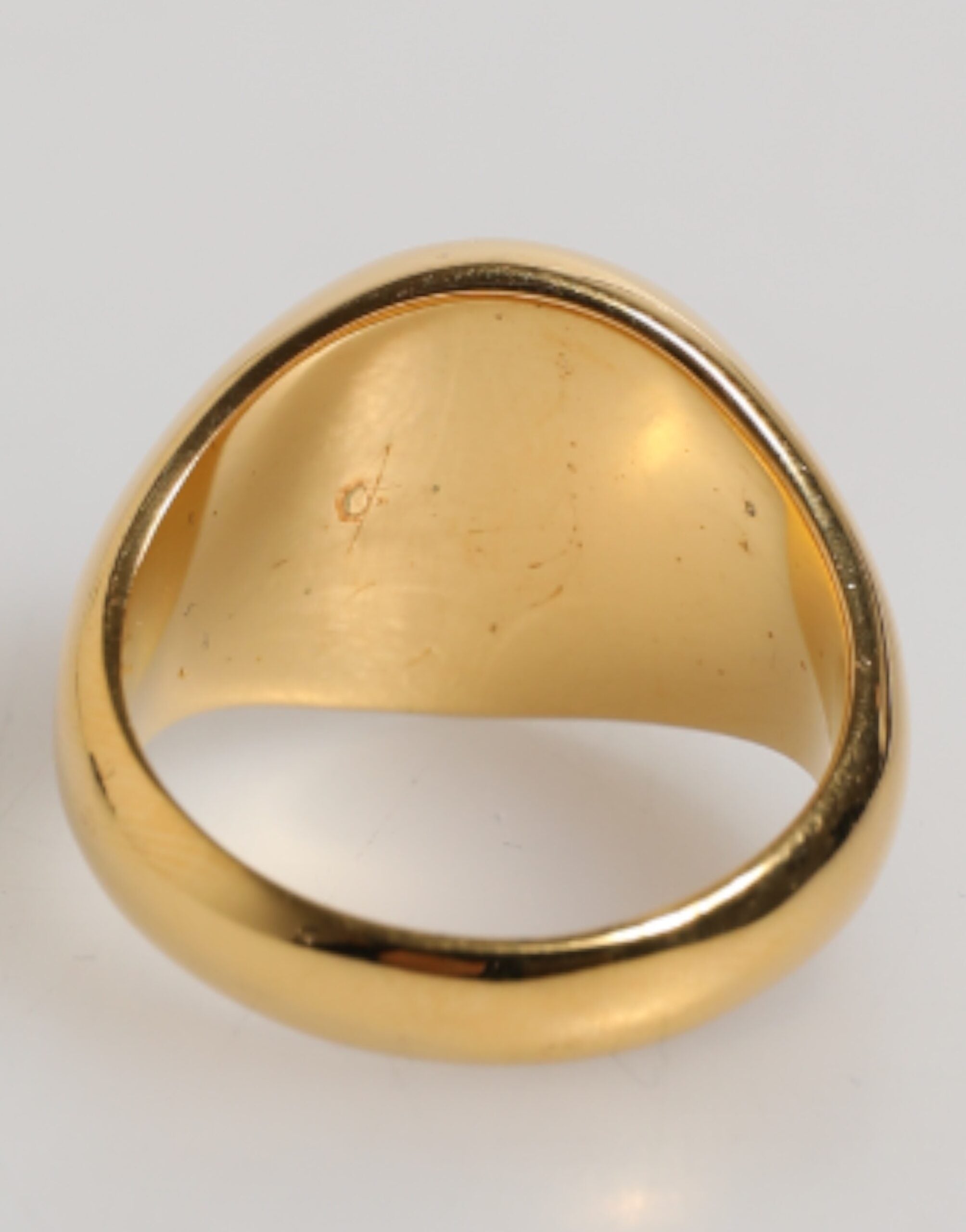 Gold Tone Real Brass Round Red DG Logo Men Ring - ventzia