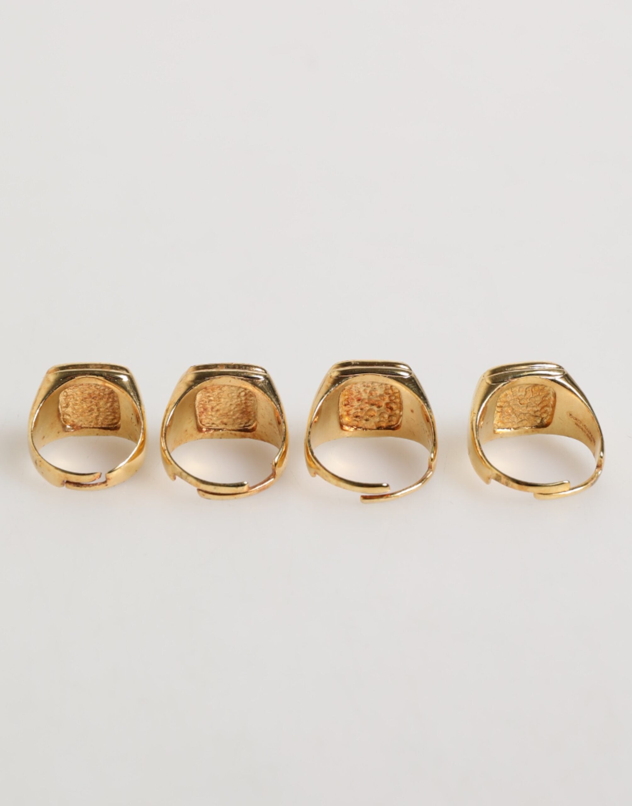 Gold Tone Brass JAZZ Letter Set 4 Pieces Adjustable Ring - ventzia