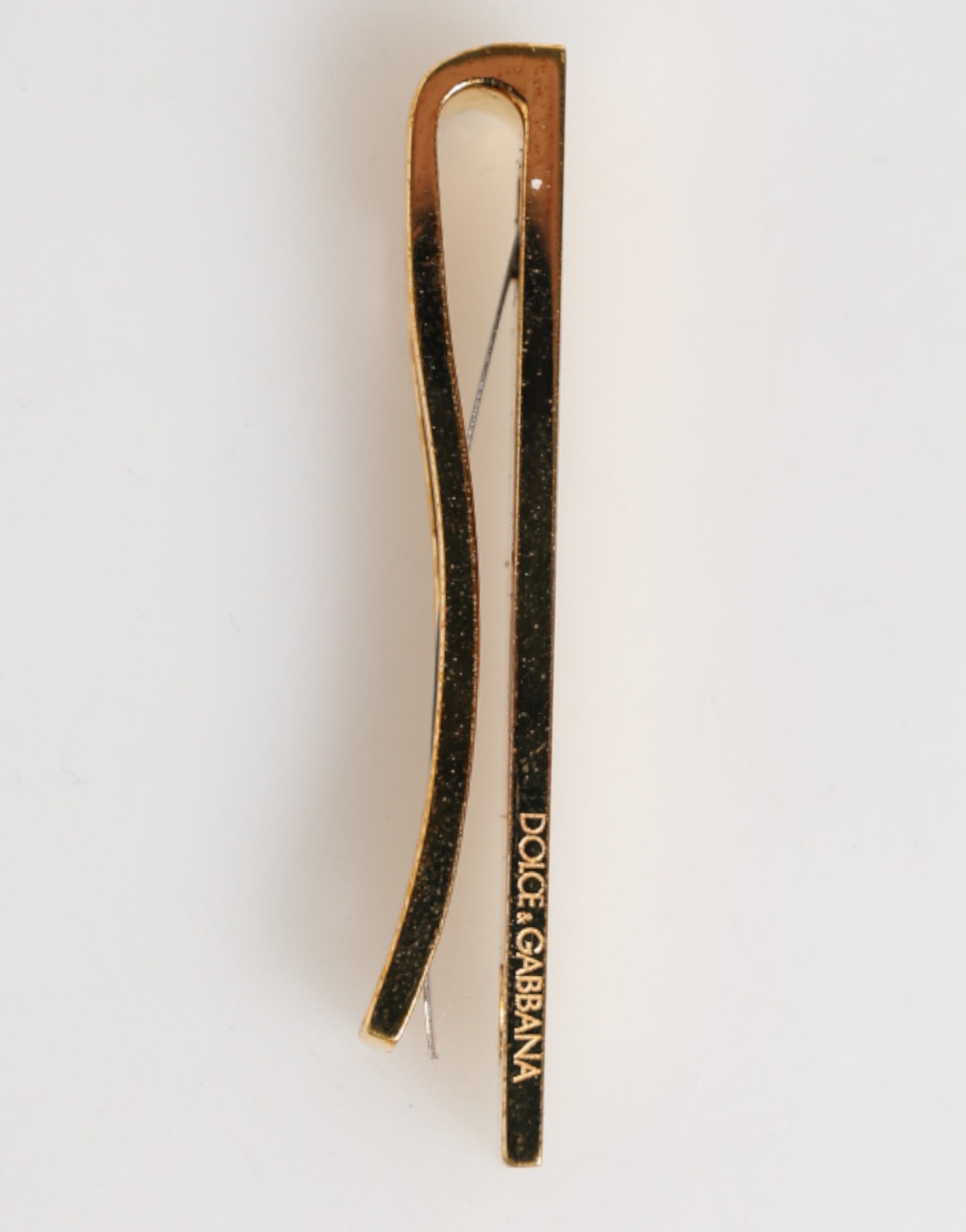 Gold Tone Brass Logo Branded Men Accessory Tie Clip Bar - ventzia