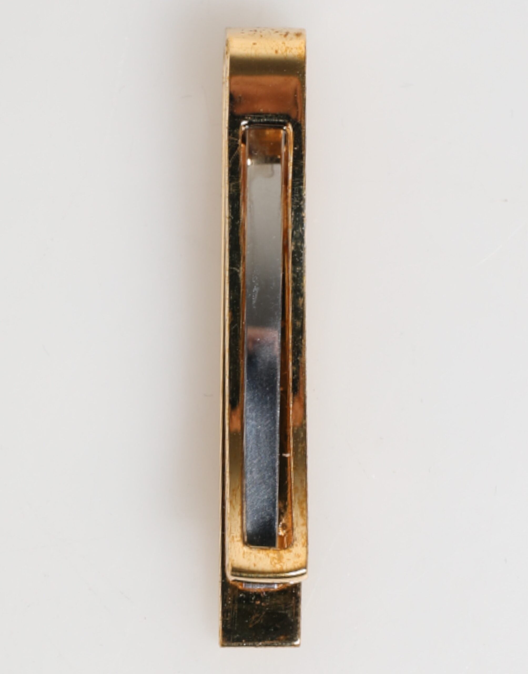 Gold Tone Brass Logo Branded Men Accessory Tie Clip Bar - ventzia