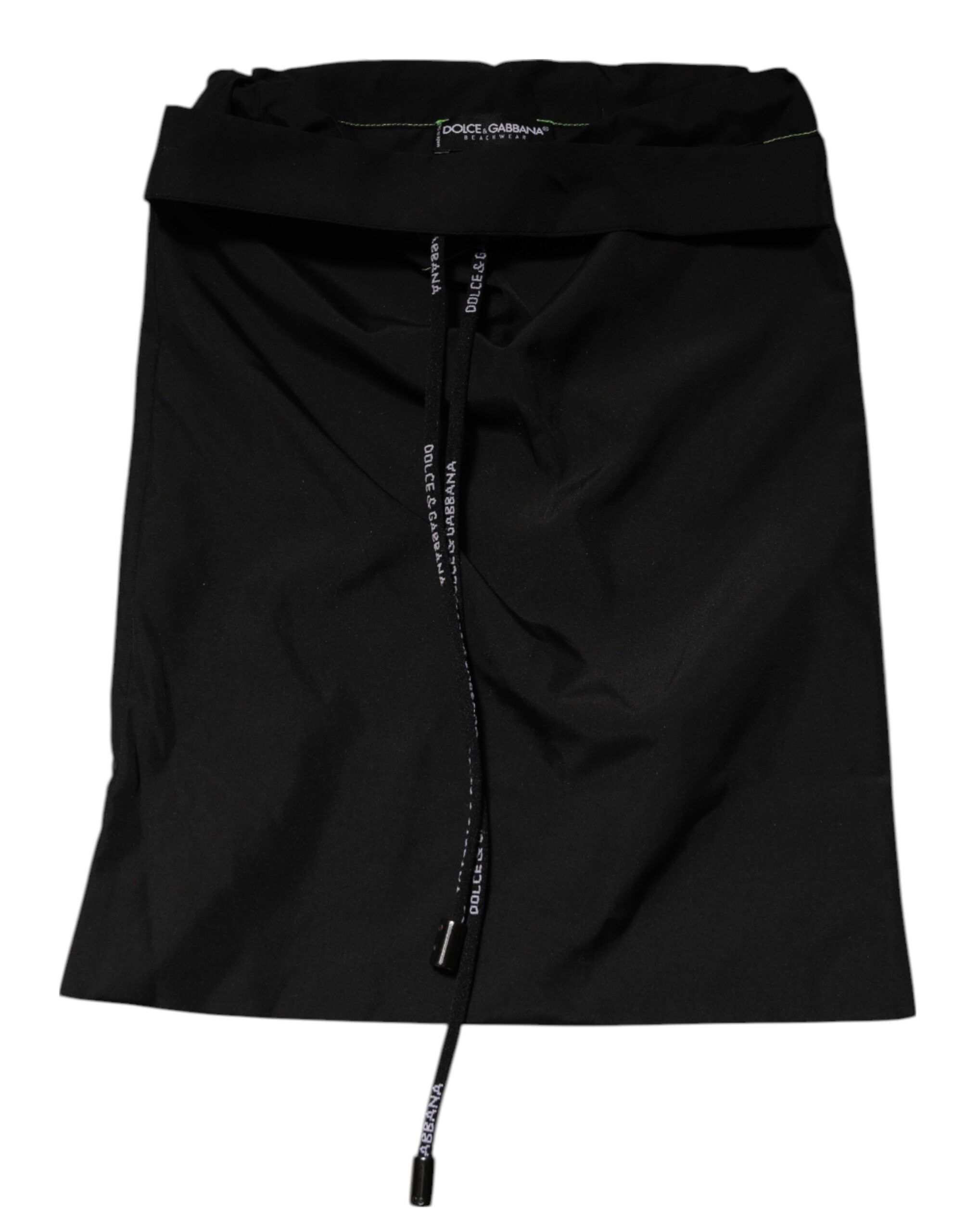 Black Green Logo Waistband Beachwear Short Swimwear - ventzia