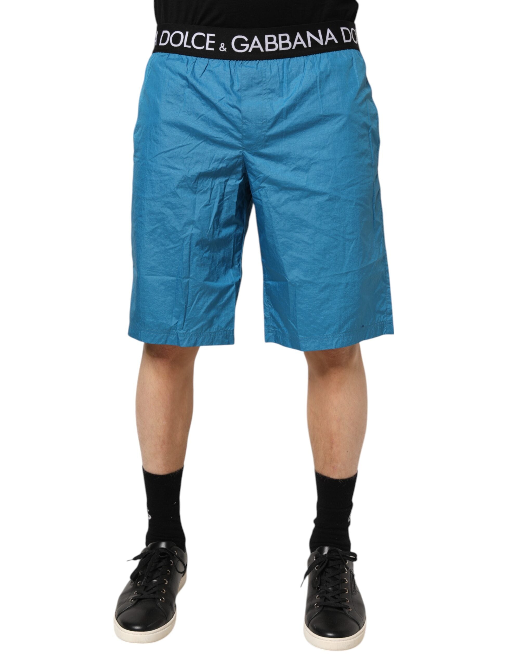 Blue Logo Waistband Beachwear Shorts Swimwear - ventzia