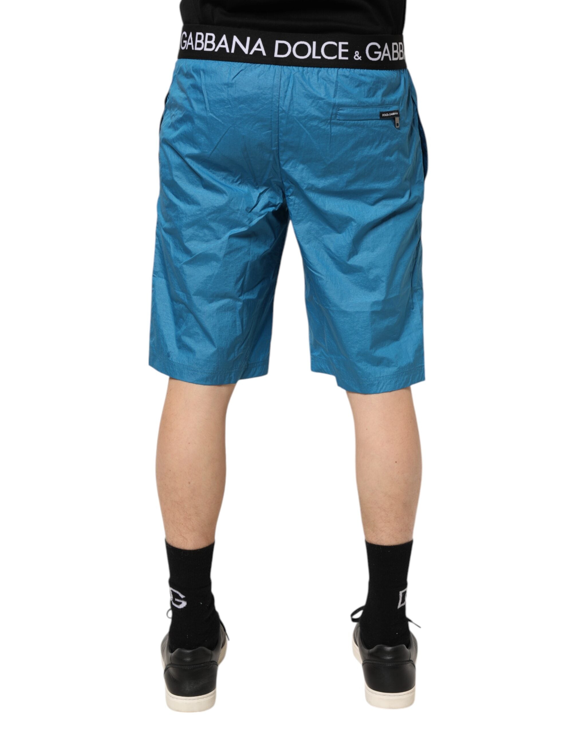 Blue Logo Waistband Beachwear Shorts Swimwear - ventzia