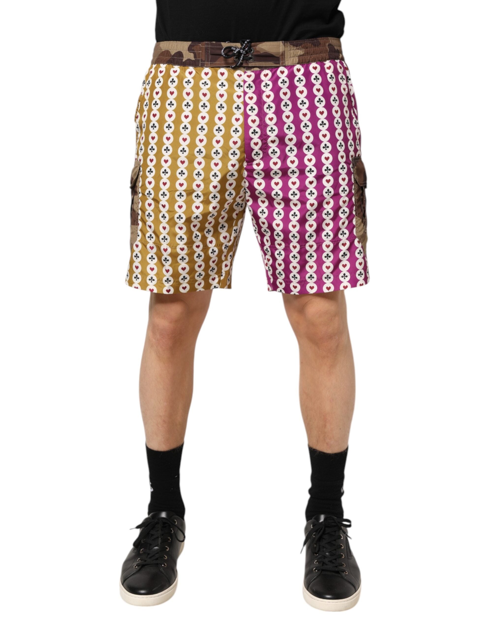 Multicolor Playing Card Camouflage Shorts Swimwear - ventzia