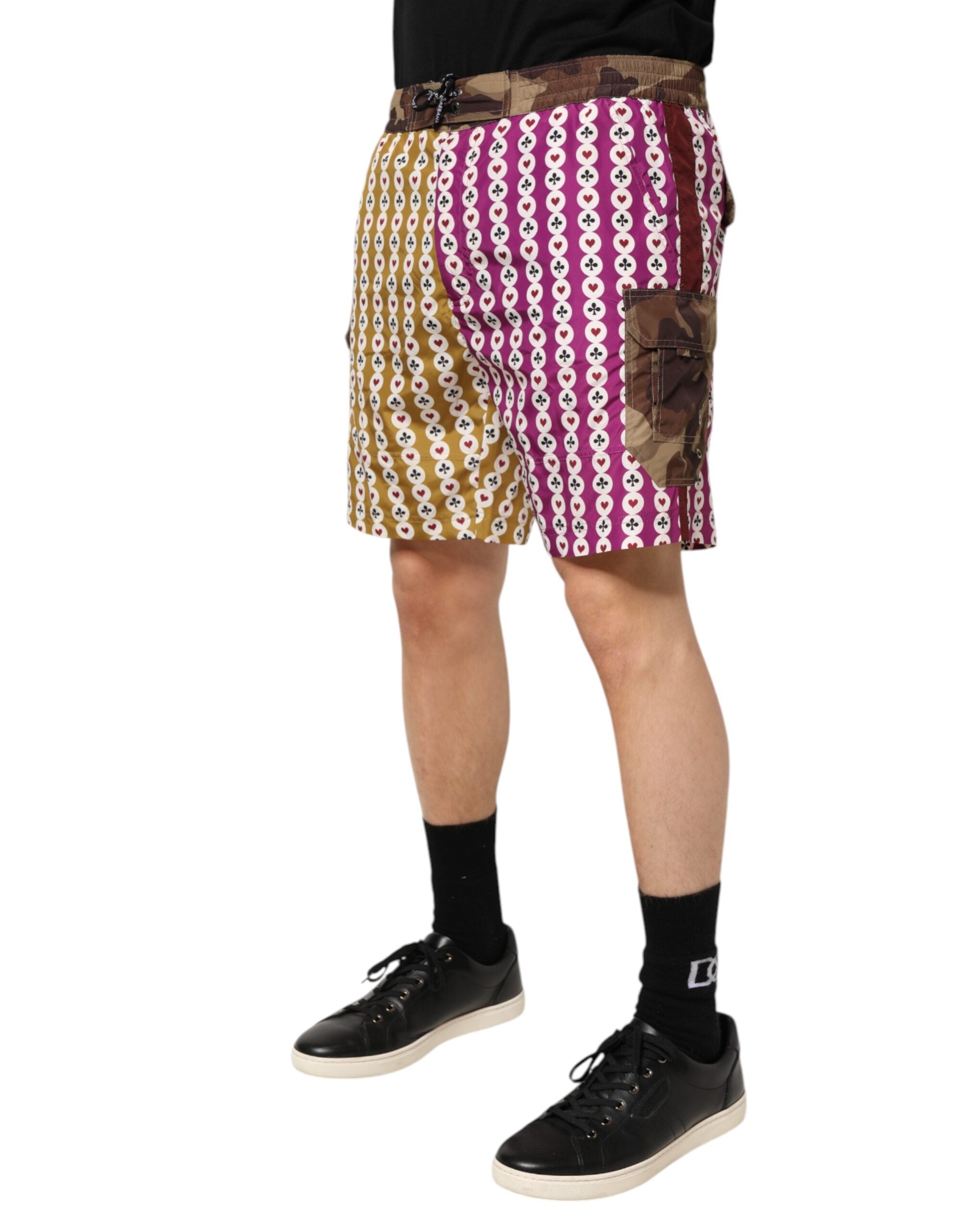 Multicolor Playing Card Camouflage Shorts Swimwear - ventzia