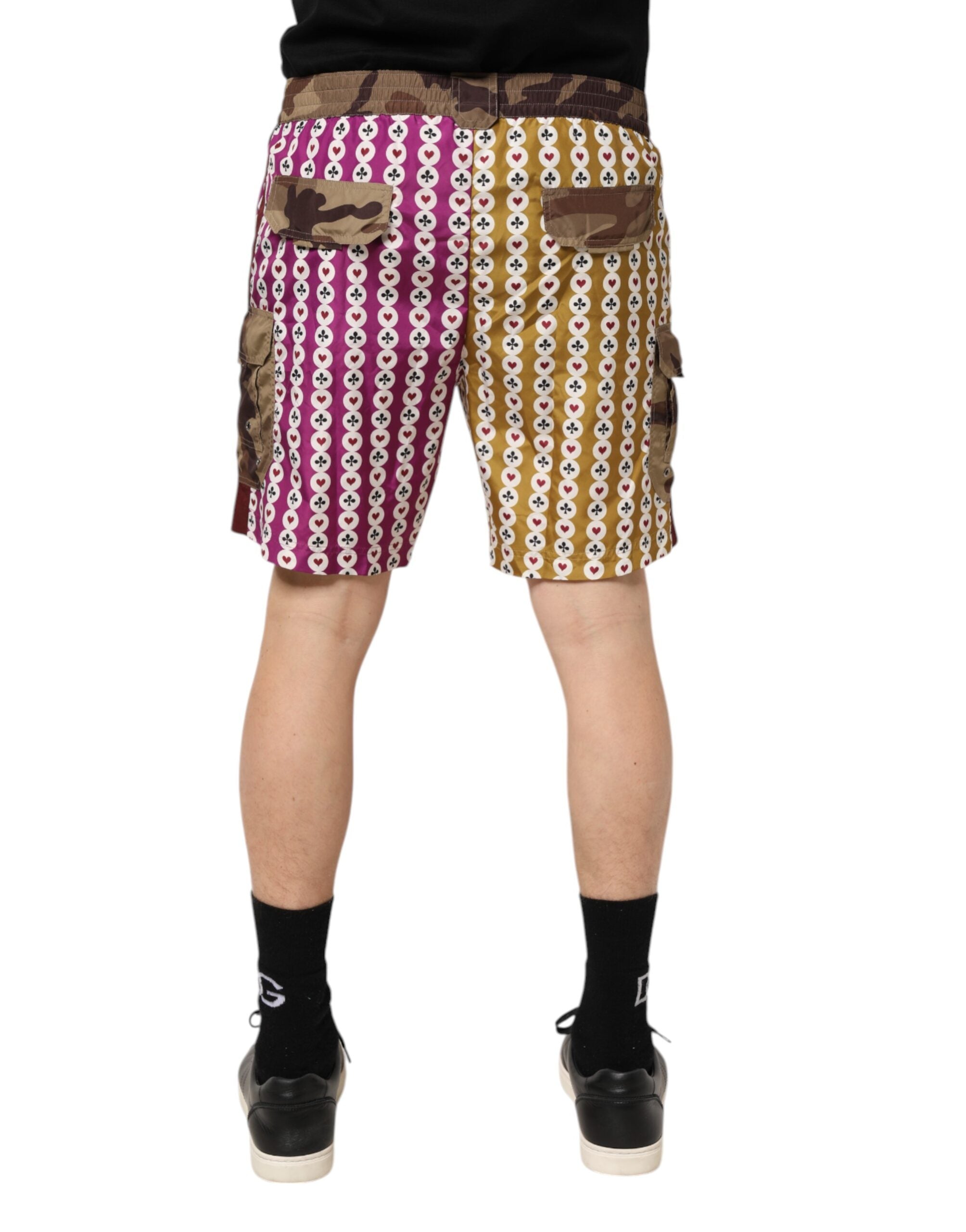 Multicolor Playing Card Camouflage Shorts Swimwear - ventzia