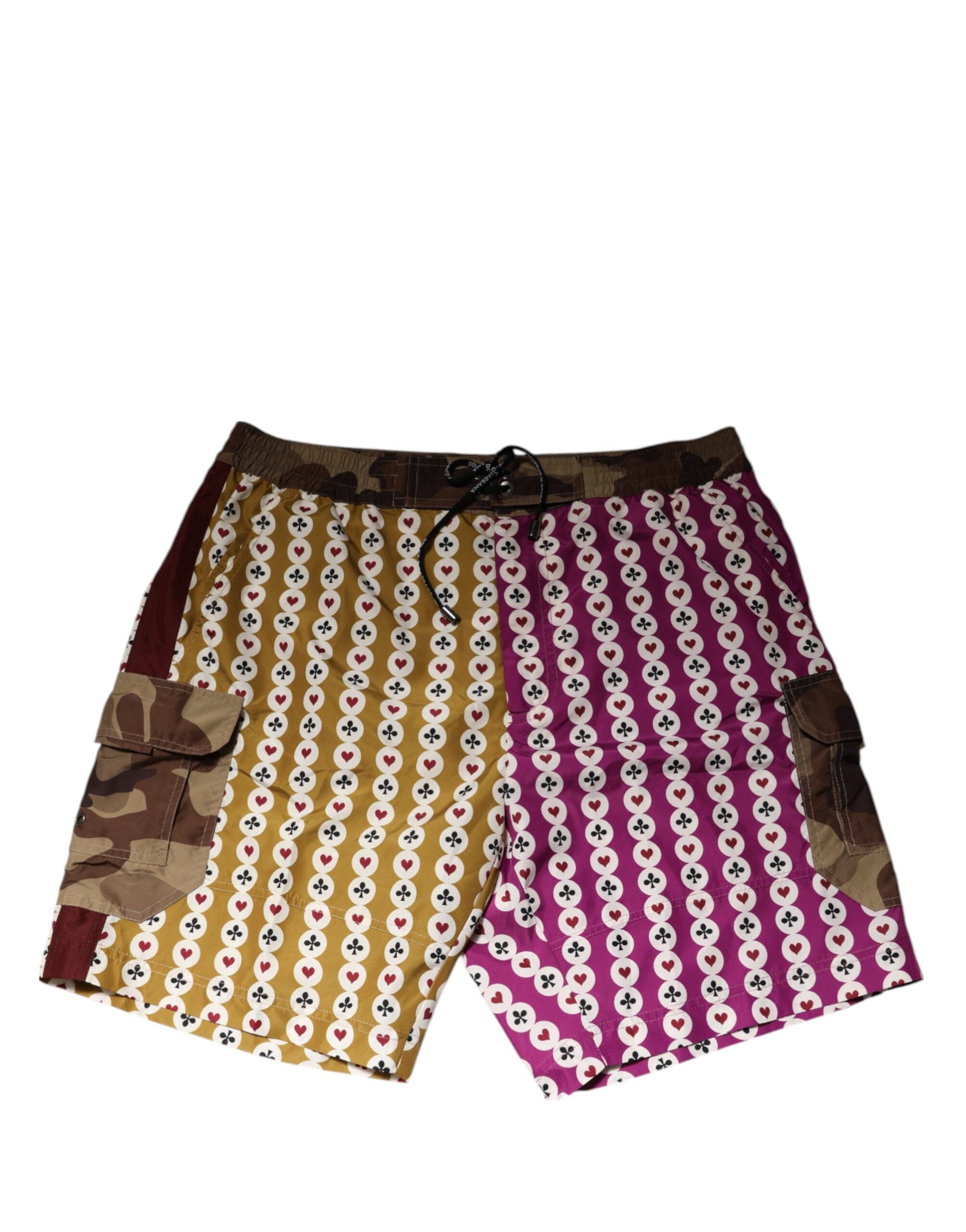 Multicolor Playing Card Camouflage Shorts Swimwear - ventzia