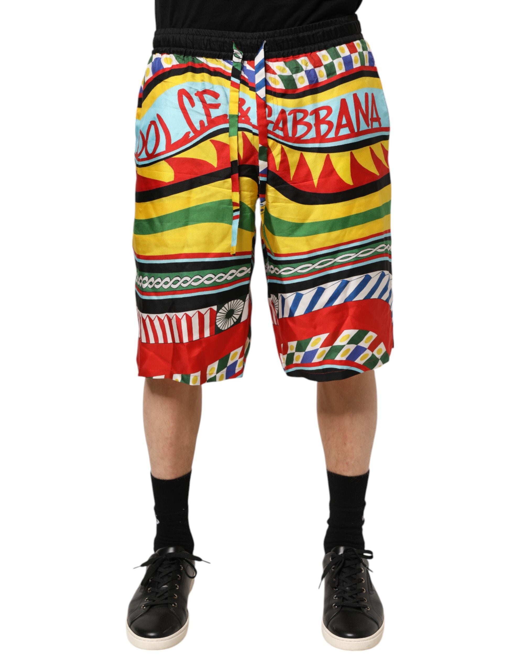 Multicolor Sicilian Carretto Shorts Swimwear - ventzia