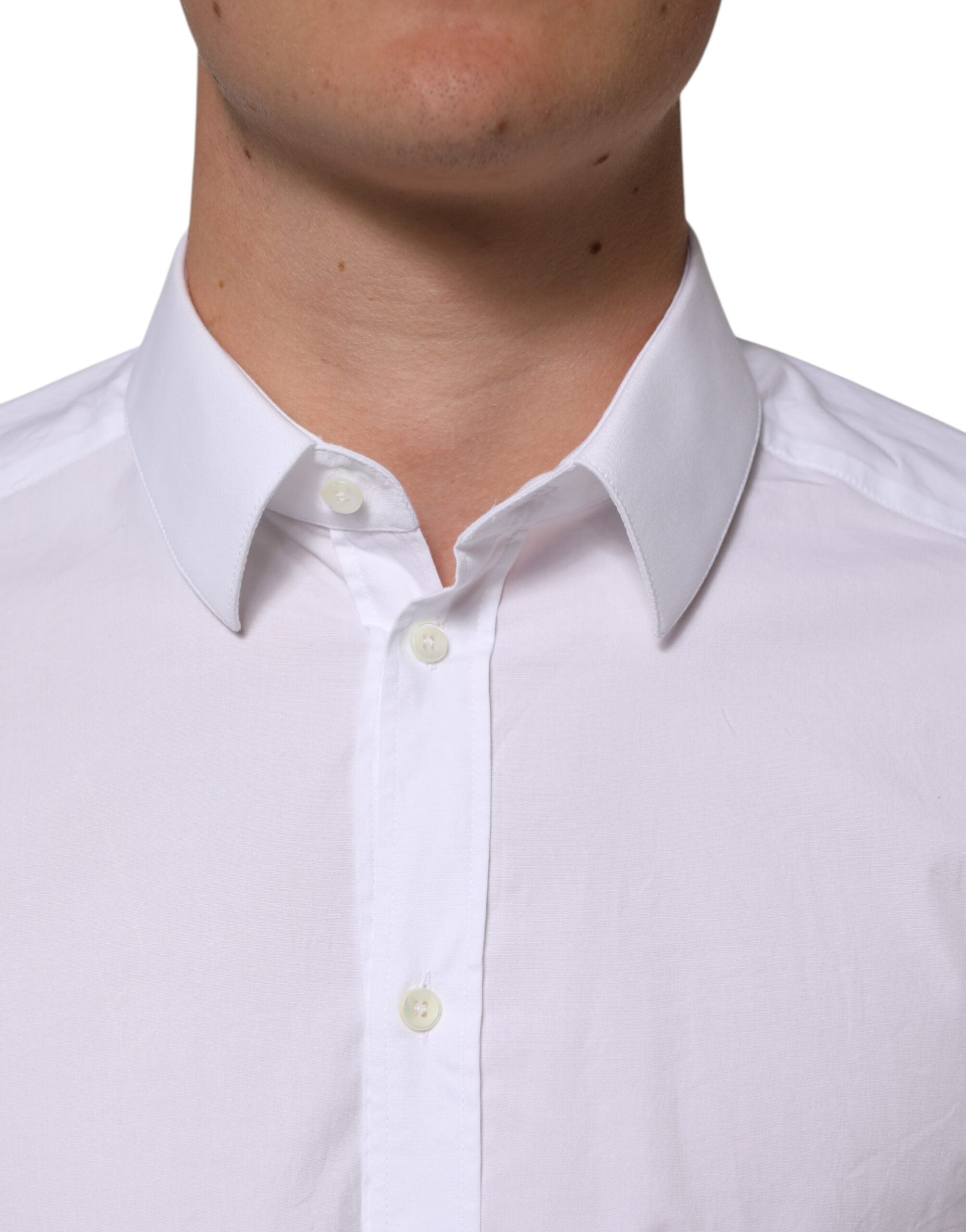 White Cotton GOLD Long Sleeves Formal Men Shirt - ventzia