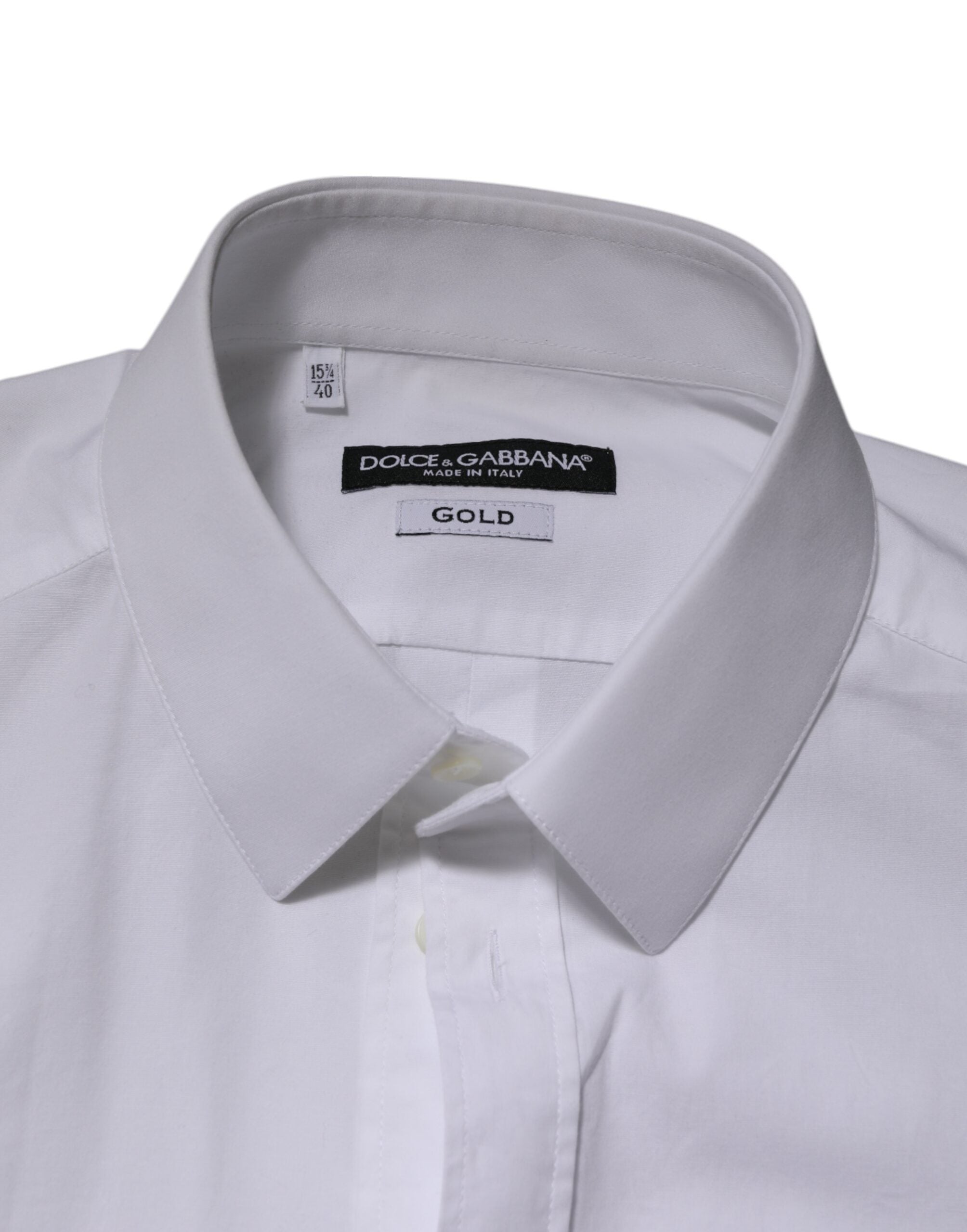 White Cotton GOLD Long Sleeves Formal Men Shirt - ventzia