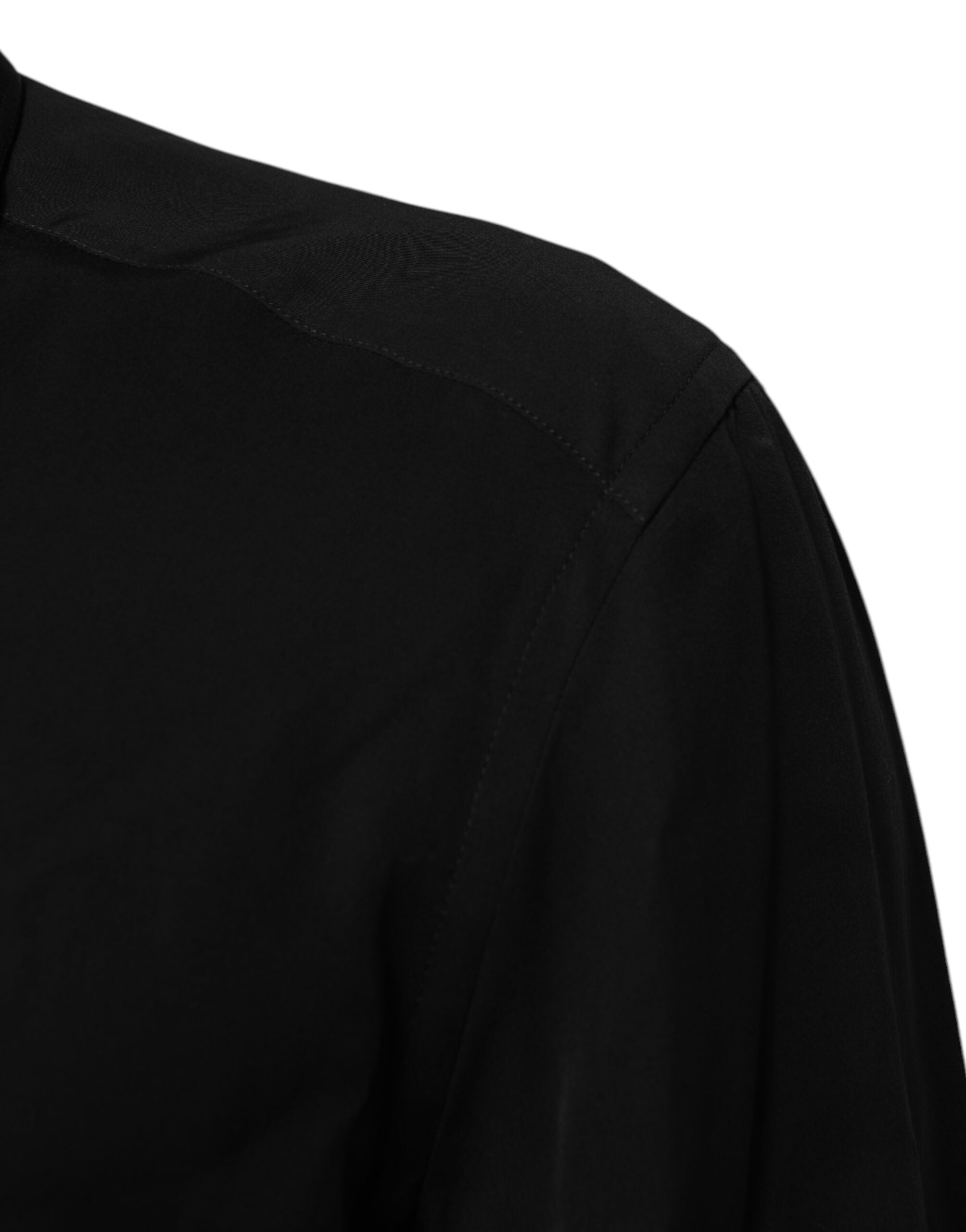 Black Viscose Long Sleeve Formal Dress Shirt - ventzia