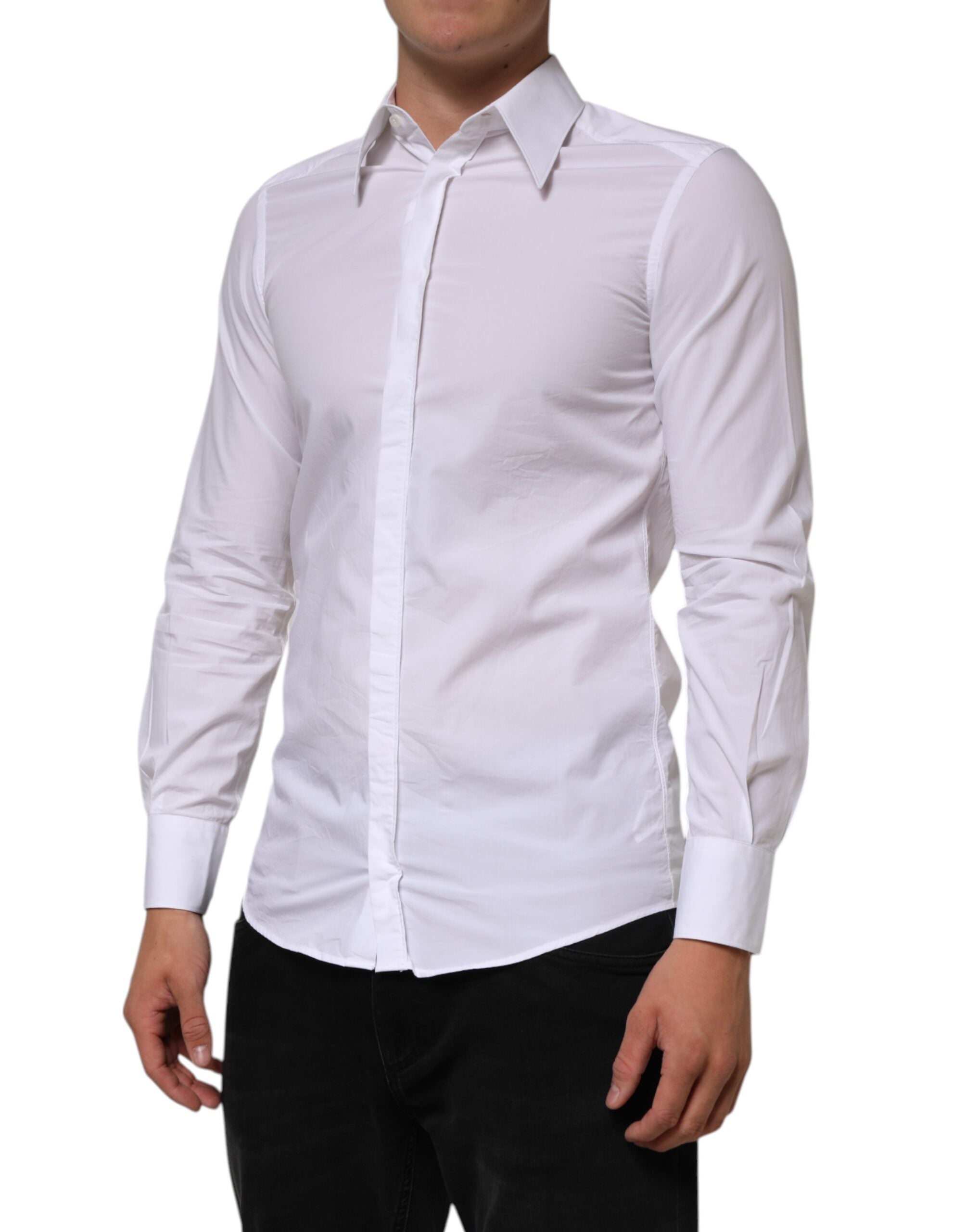 White Cotton MARTINI Long Sleeve Dress Shirt - ventzia