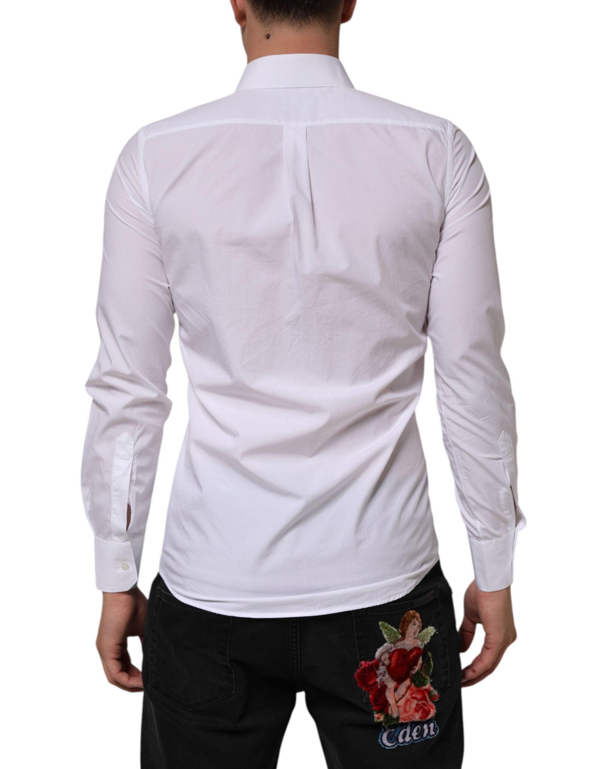 White Cotton MARTINI Long Sleeve Dress Shirt - ventzia