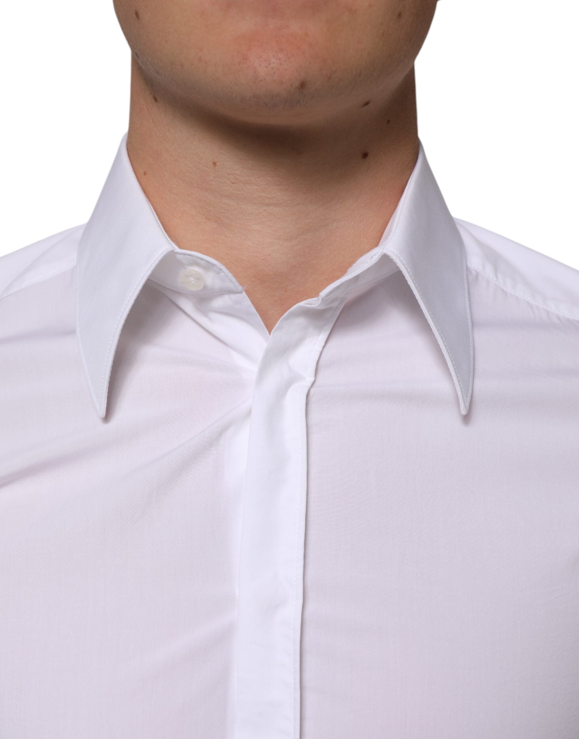 White Cotton MARTINI Long Sleeve Dress Shirt - ventzia