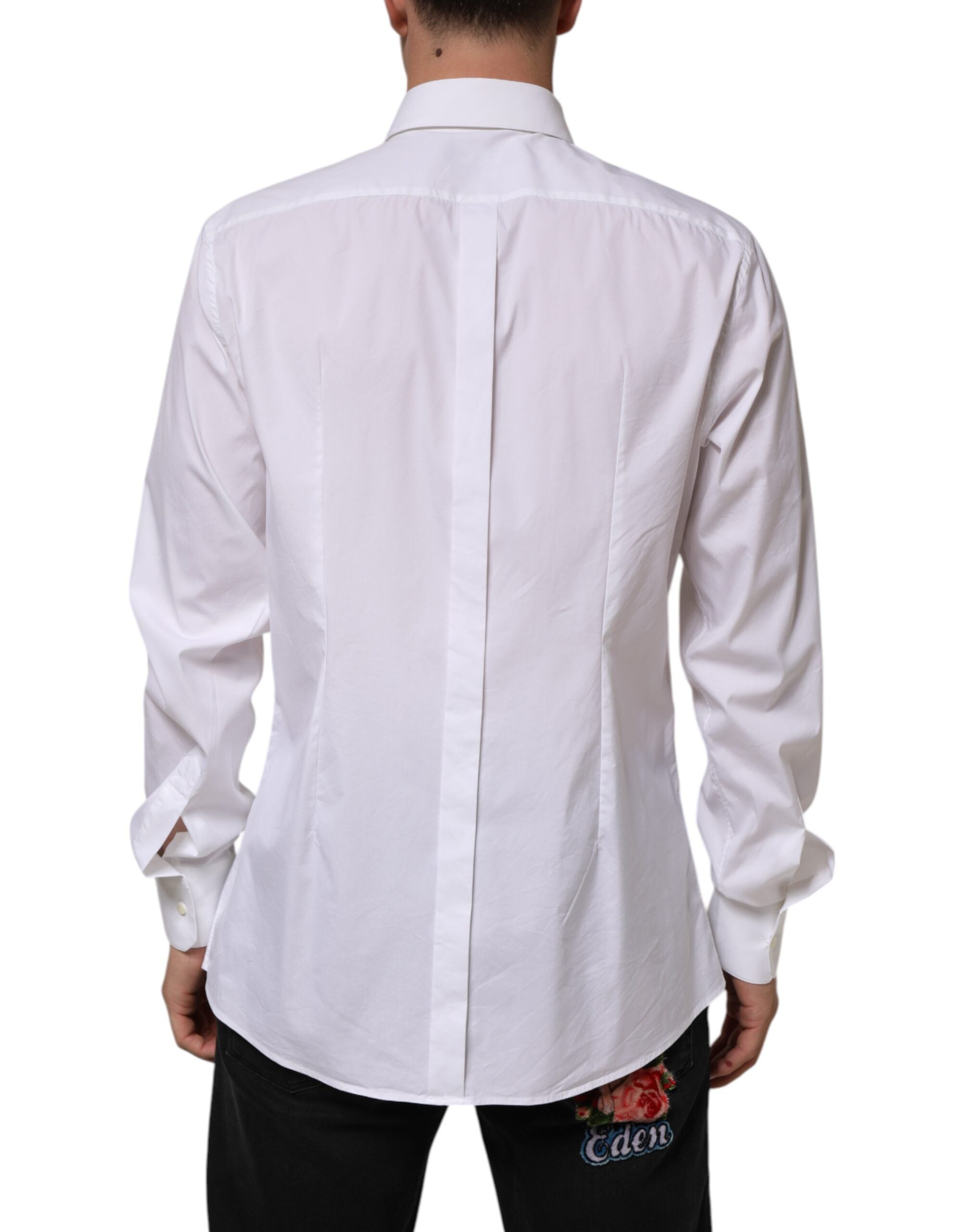 White Cotton GOLD Long Sleeves Formal Shirt - ventzia