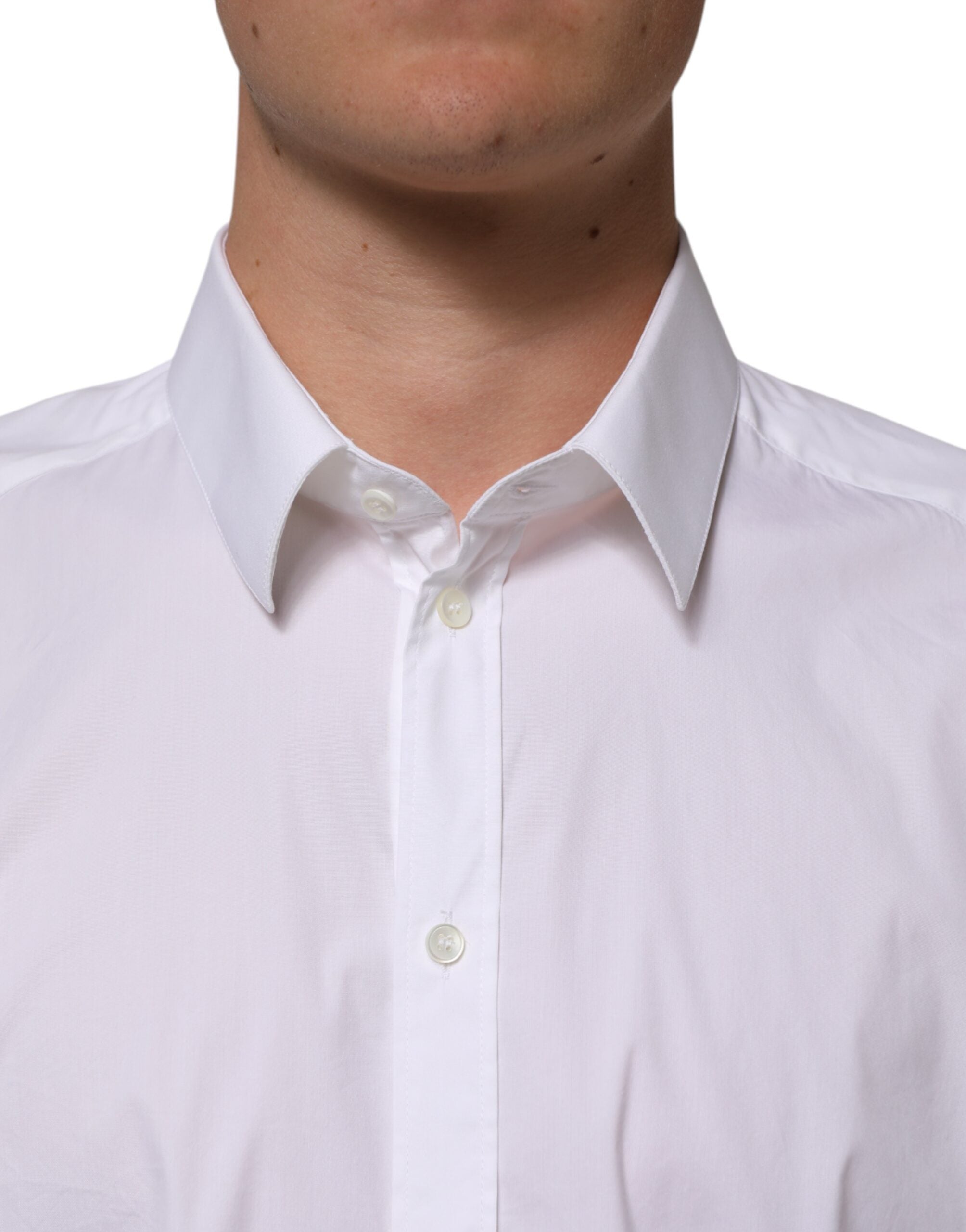 White Cotton GOLD Long Sleeves Formal Shirt - ventzia